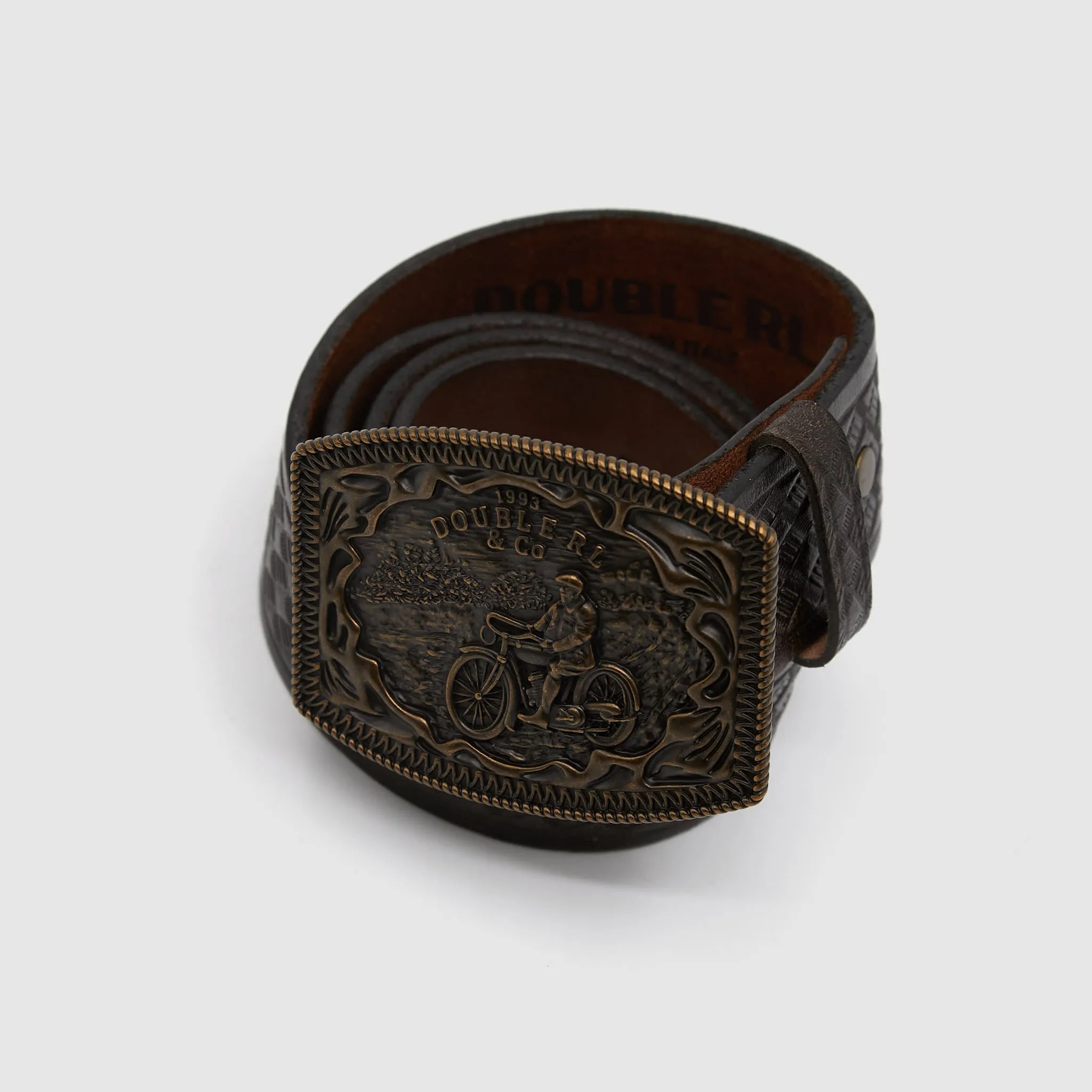 Double RL Motorcycle Basket Weave Leather Belt sold by DeeCee style product image thumbnail 3