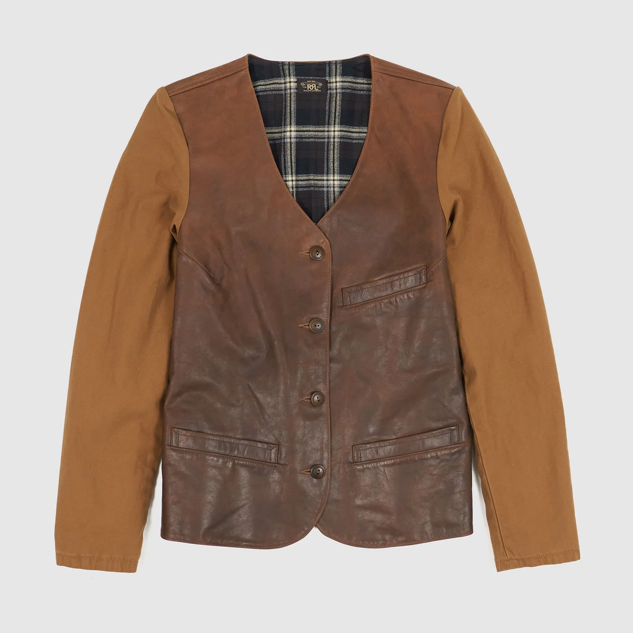 Double RL Ladies Cotton Sateen Sleeve Leather Jacket sold by DeeCee style