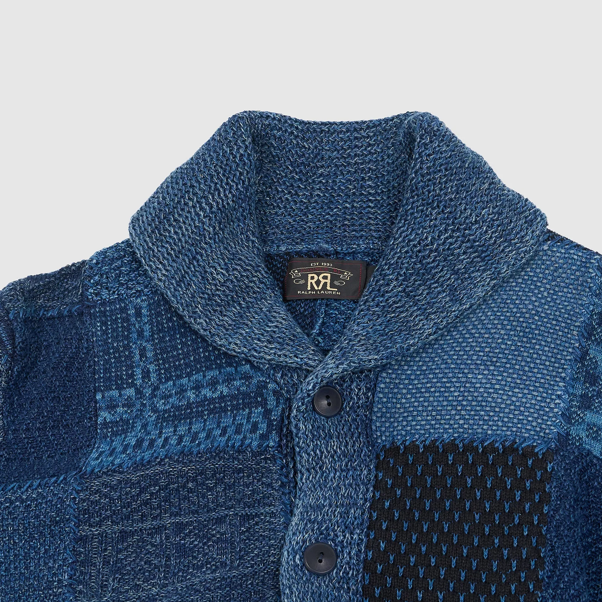 Double RL Indigo Dyed Patchwork Shawl Cardigan sold by DeeCee style product image thumbnail 2
