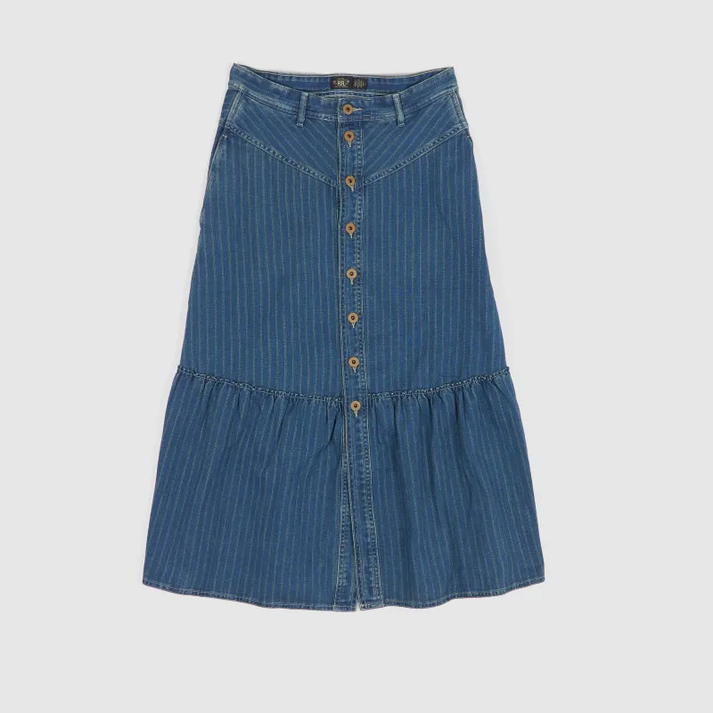 Double RL Ladies Indigo Striped Denim Skirt sold by DeeCee style