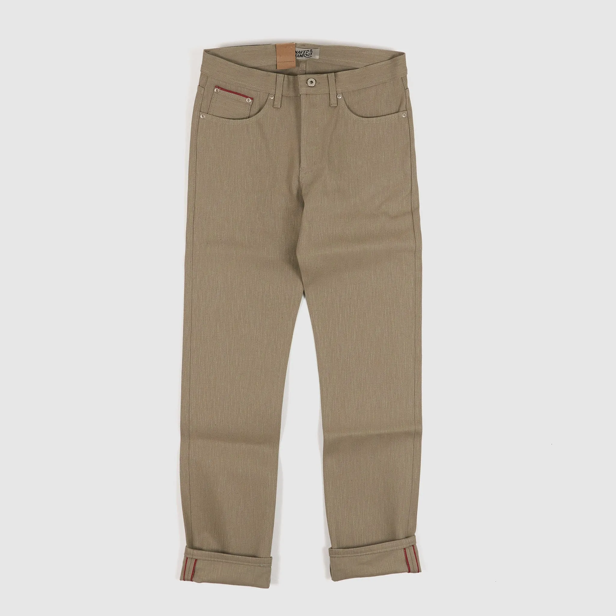 Naked & Famous Smokey Cotton Slub 5 Pocket Natural Denim sold by DeeCee style