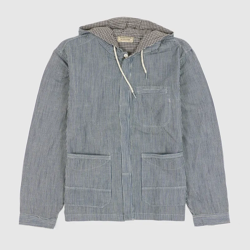 Double RL Unlined Hooded Hickory Striped Overshirt Jacket sold by DeeCee style