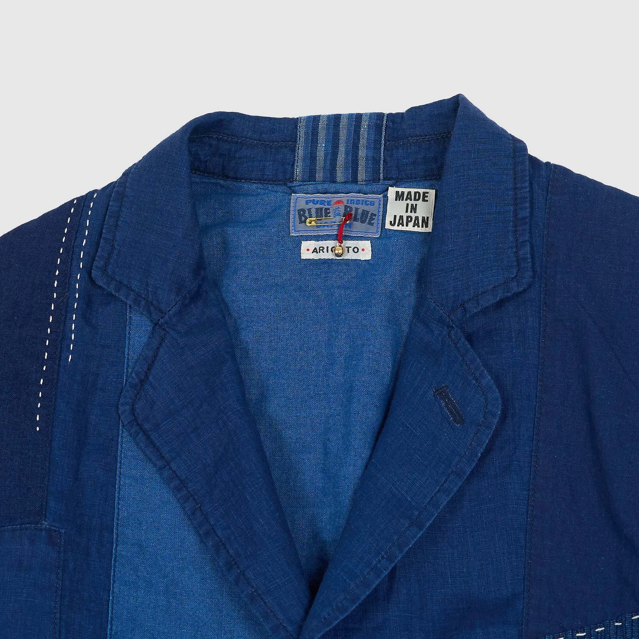 Blue Blue Japan Linen Nenrin 2-Button Patchwork Blazer Jacket sold by DeeCee style product image thumbnail 3