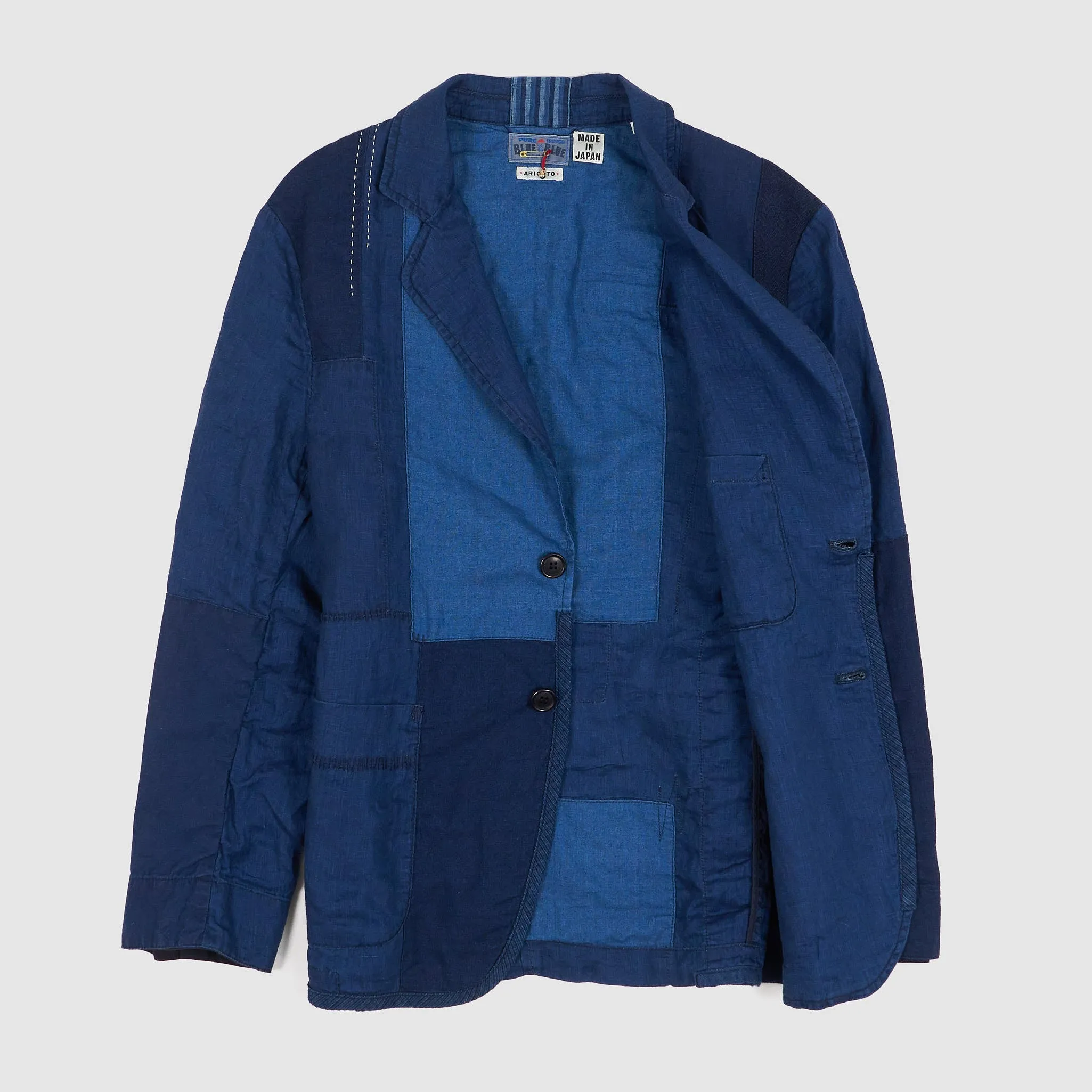 Blue Blue Japan Linen Nenrin 2-Button Patchwork Blazer Jacket sold by DeeCee style product image thumbnail 2