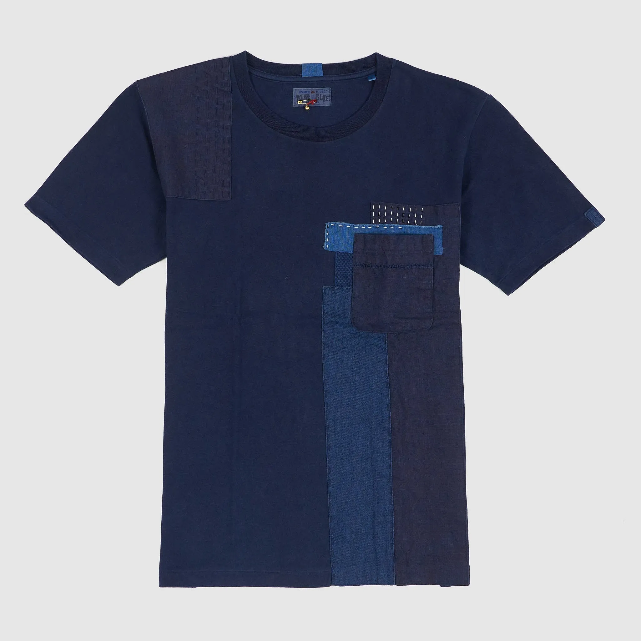 Blue Blue Japan Nenrin Patchwork One Pocket T-Shirt sold by DeeCee style