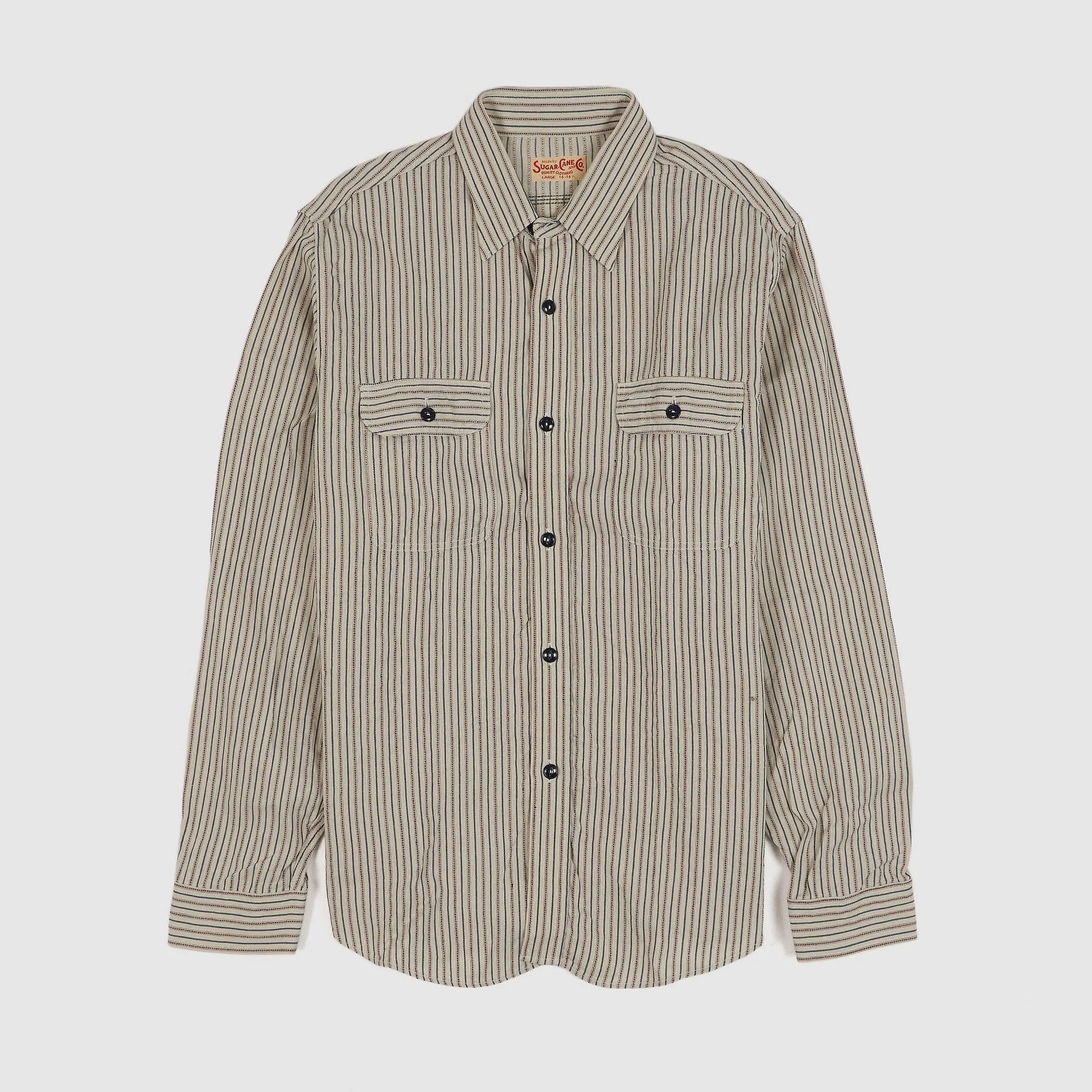 Sugar Cane Striped Work Shirt sold by DeeCee style
