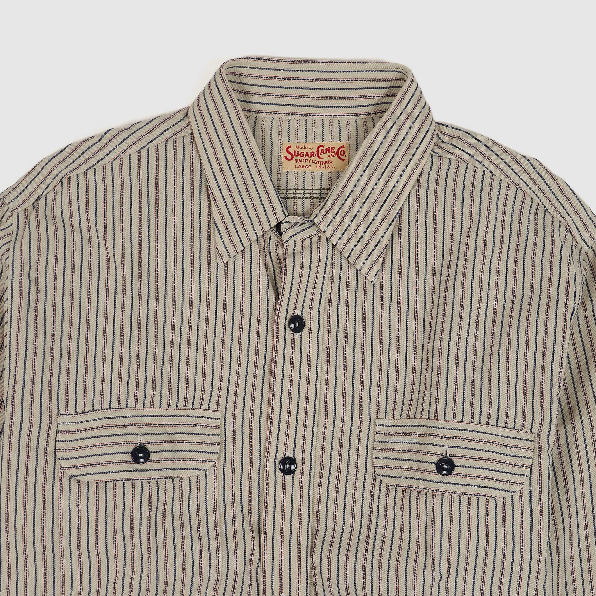 Sugar Cane Striped Work Shirt sold by DeeCee style product image thumbnail 2