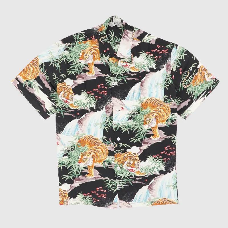 Sun Surf Tiger & Waterfall Hawaiian Shirt made by SUNSURF