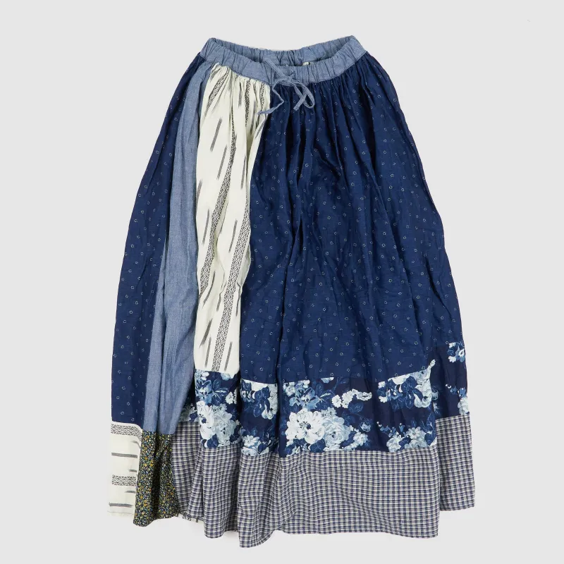 Kapital Ladies Gathered Patchwork Skirt sold by DeeCee style