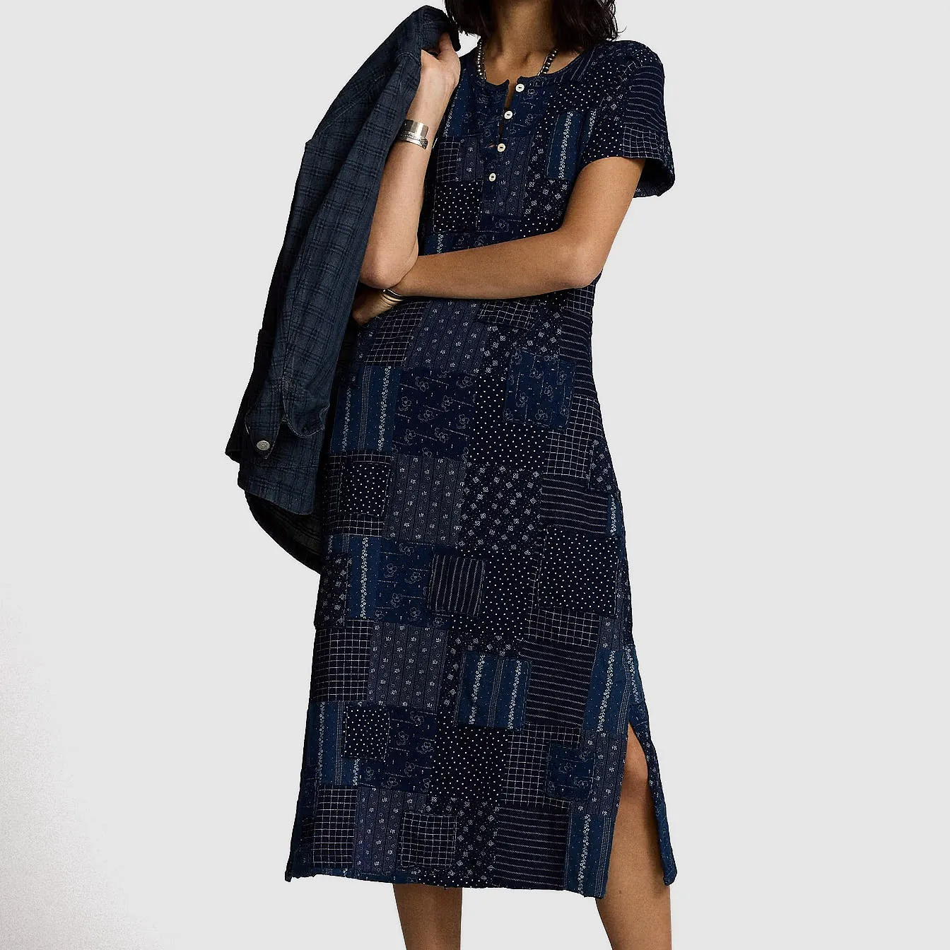 Double RL Ladies Idigo Dyed Patchwork Dress sold by DeeCee style product image thumbnail 3