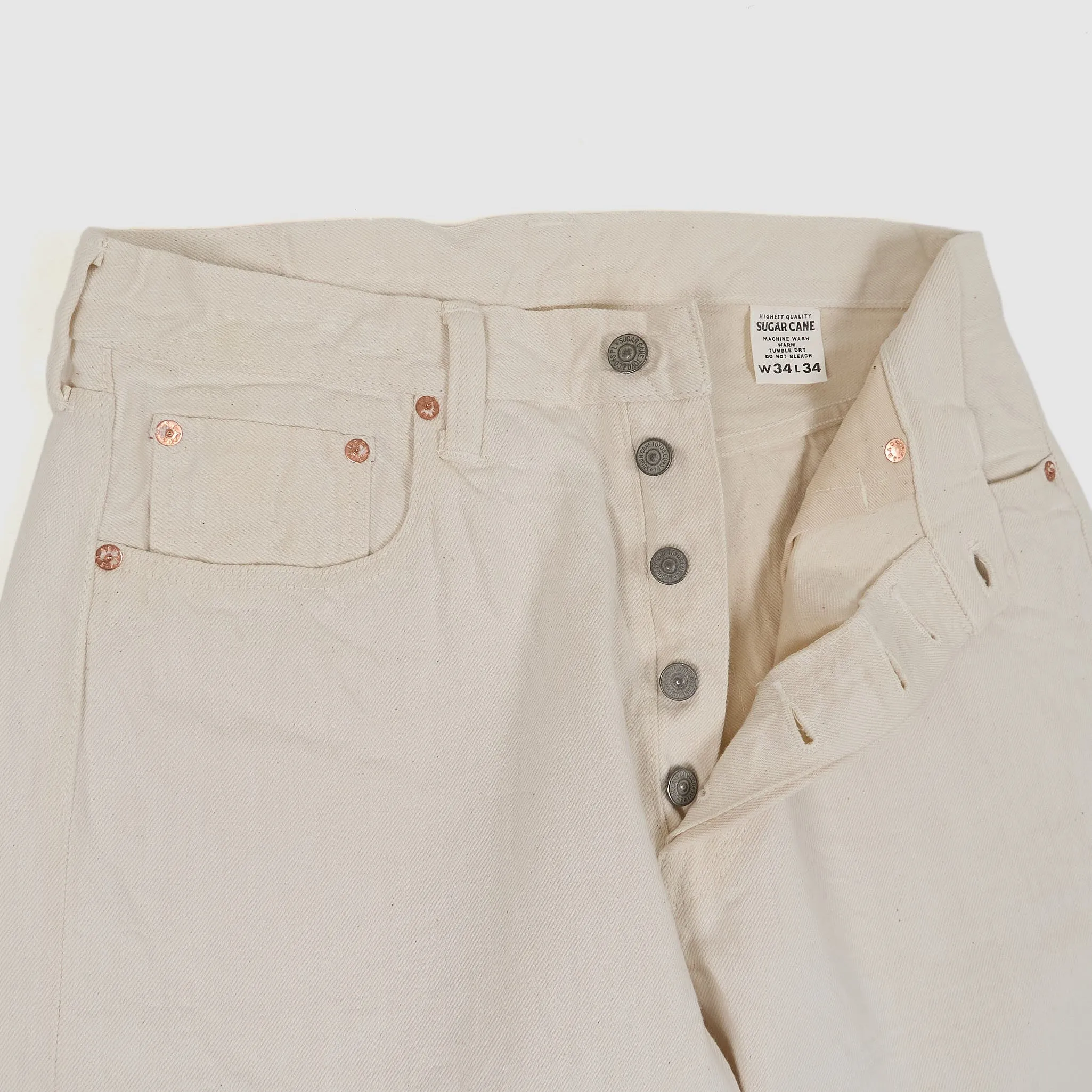 Sugar Cane White Natural Five Pocket Denim Jeans sold by DeeCee style product image thumbnail 3