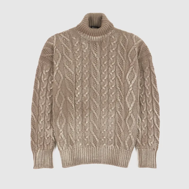 Avant Toi Cashemere Blend Knitted Cable Turtleneck Jumper sold by DeeCee style