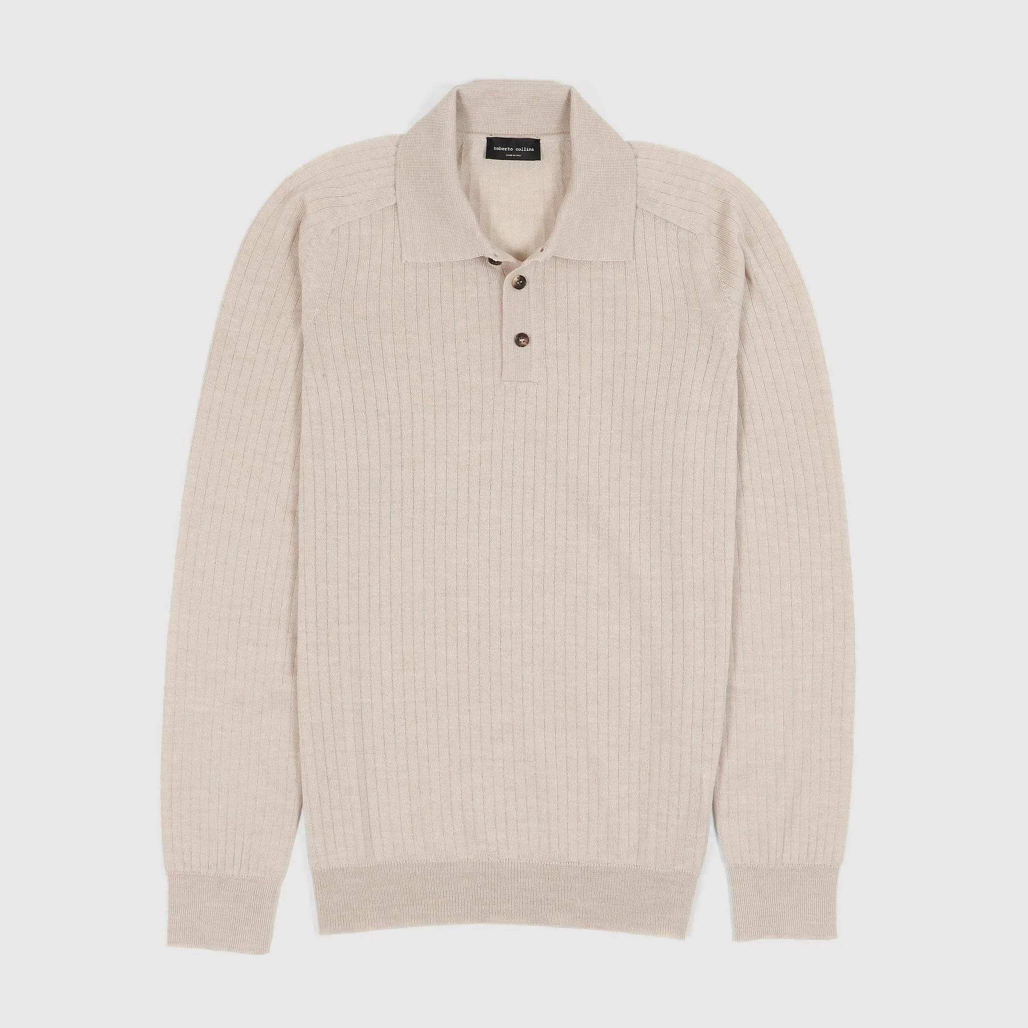 Roberto Collina Long Sleeve Merino Wool Knitted Jersey Polo Shirt sold by DeeCee style