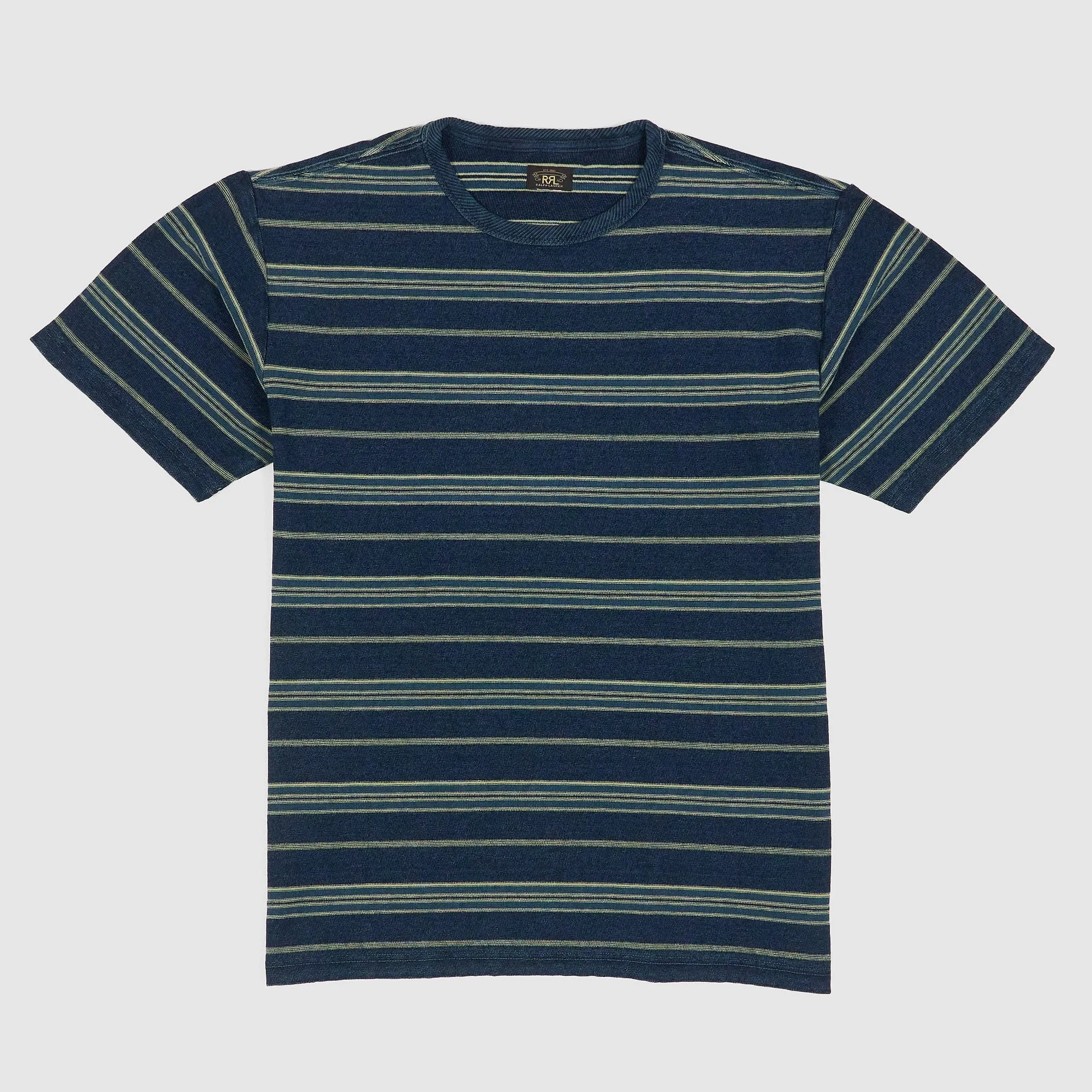 Double RL Heavy Crew Neck Indigo Stripe T-Shirt sold by DeeCee style