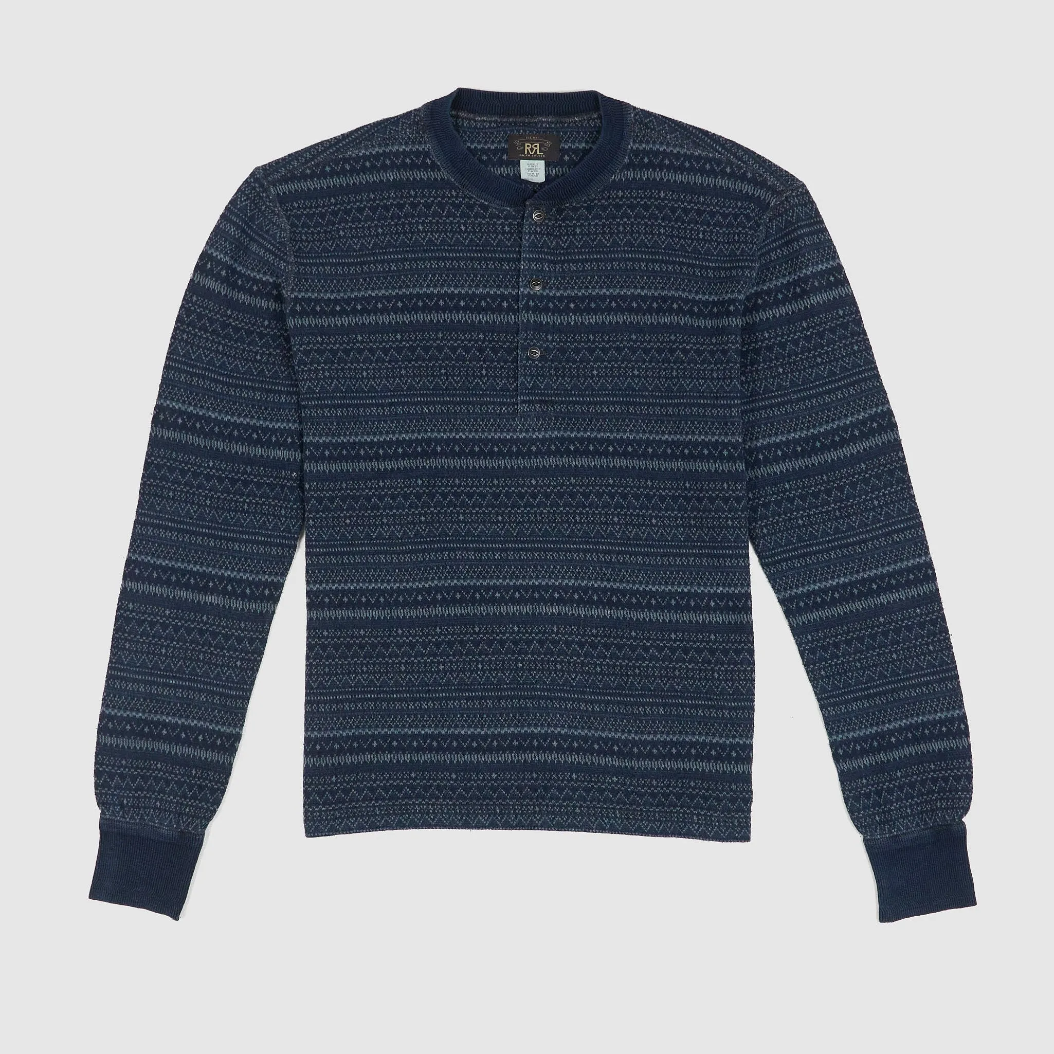 Double RL Long Sleeve Indigo Jack Henley sold by DeeCee style