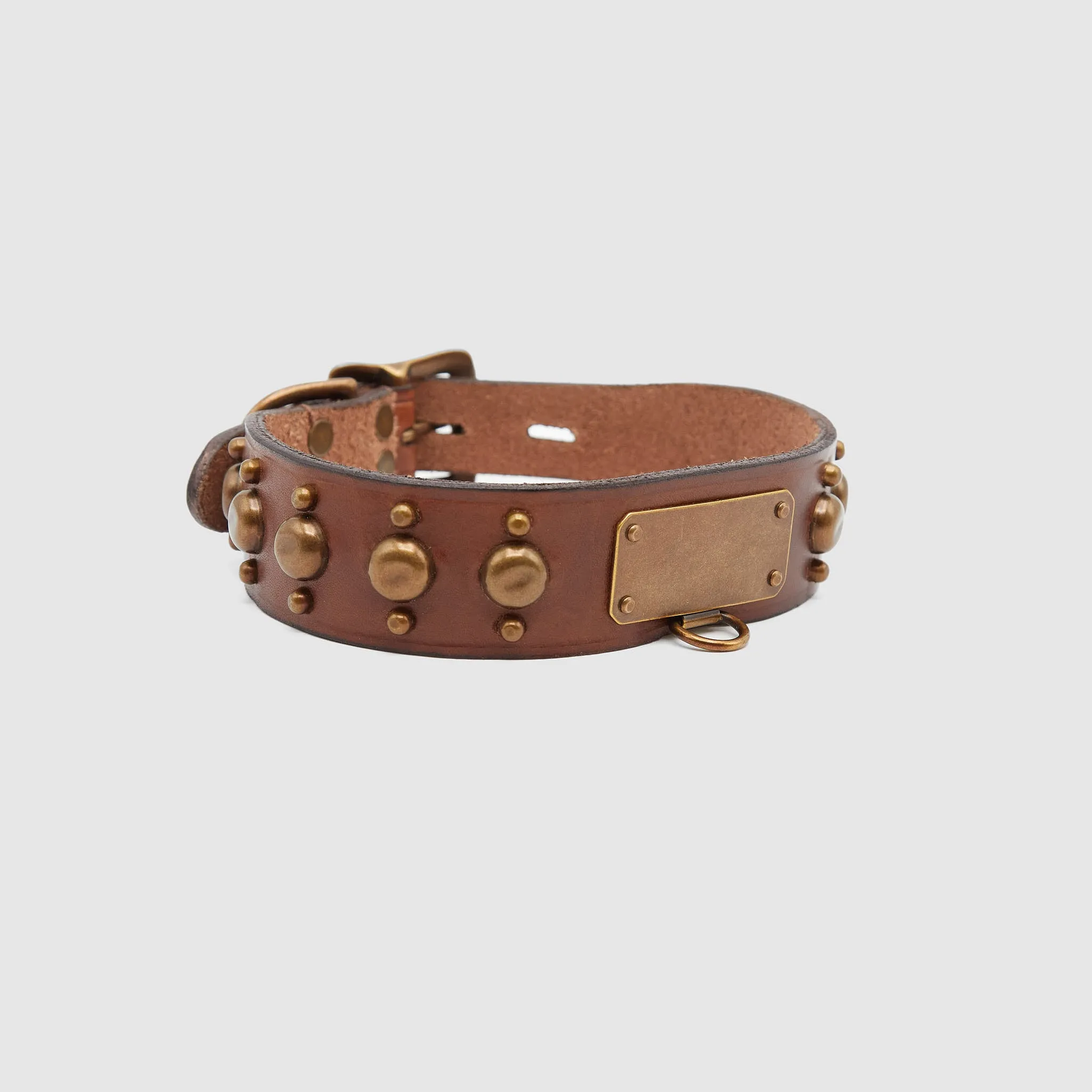 Double RL Leather Brass Dog Collar sold by DeeCee style product image thumbnail 4