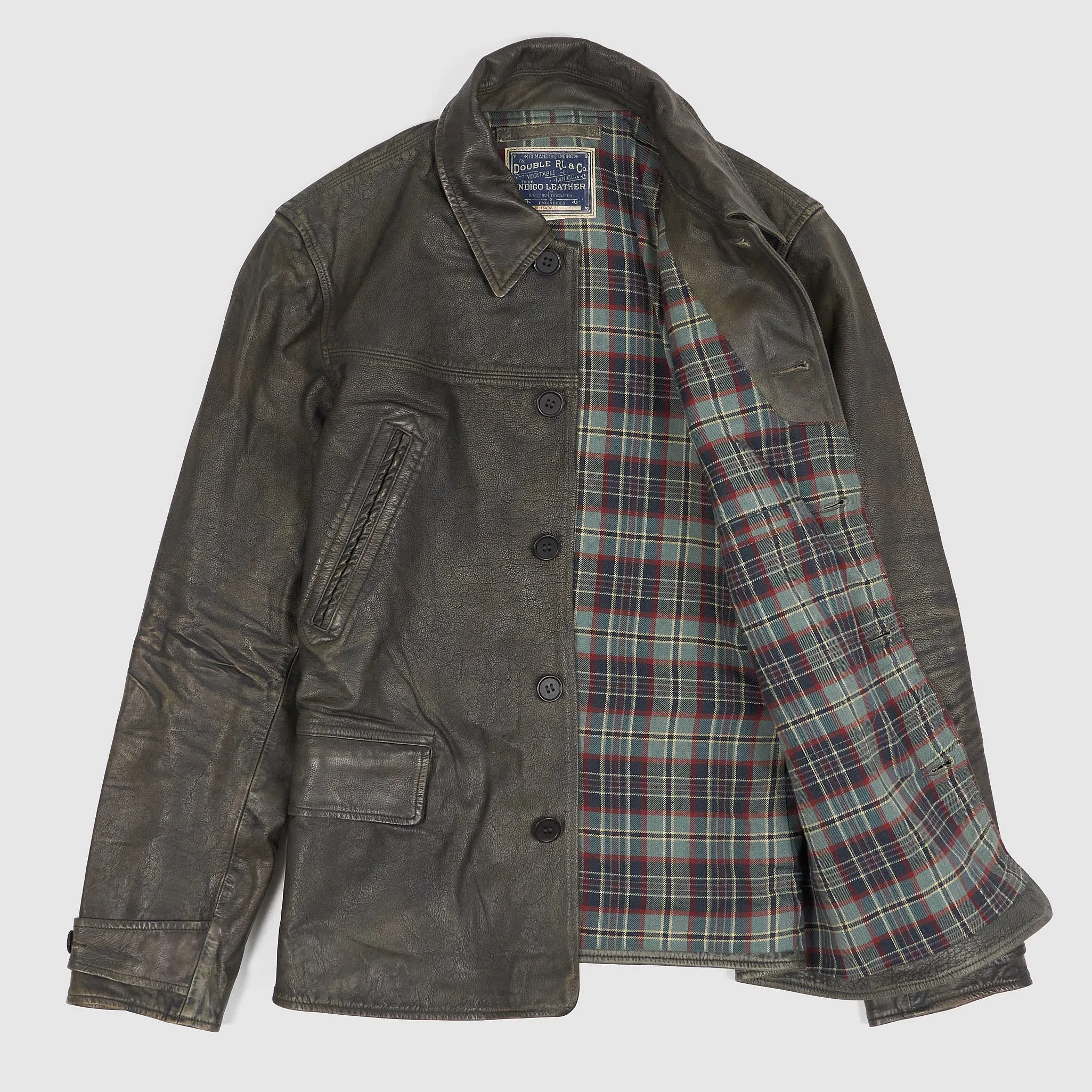 Double RL Indigo Leather Car Coat sold by DeeCee style product image thumbnail 2