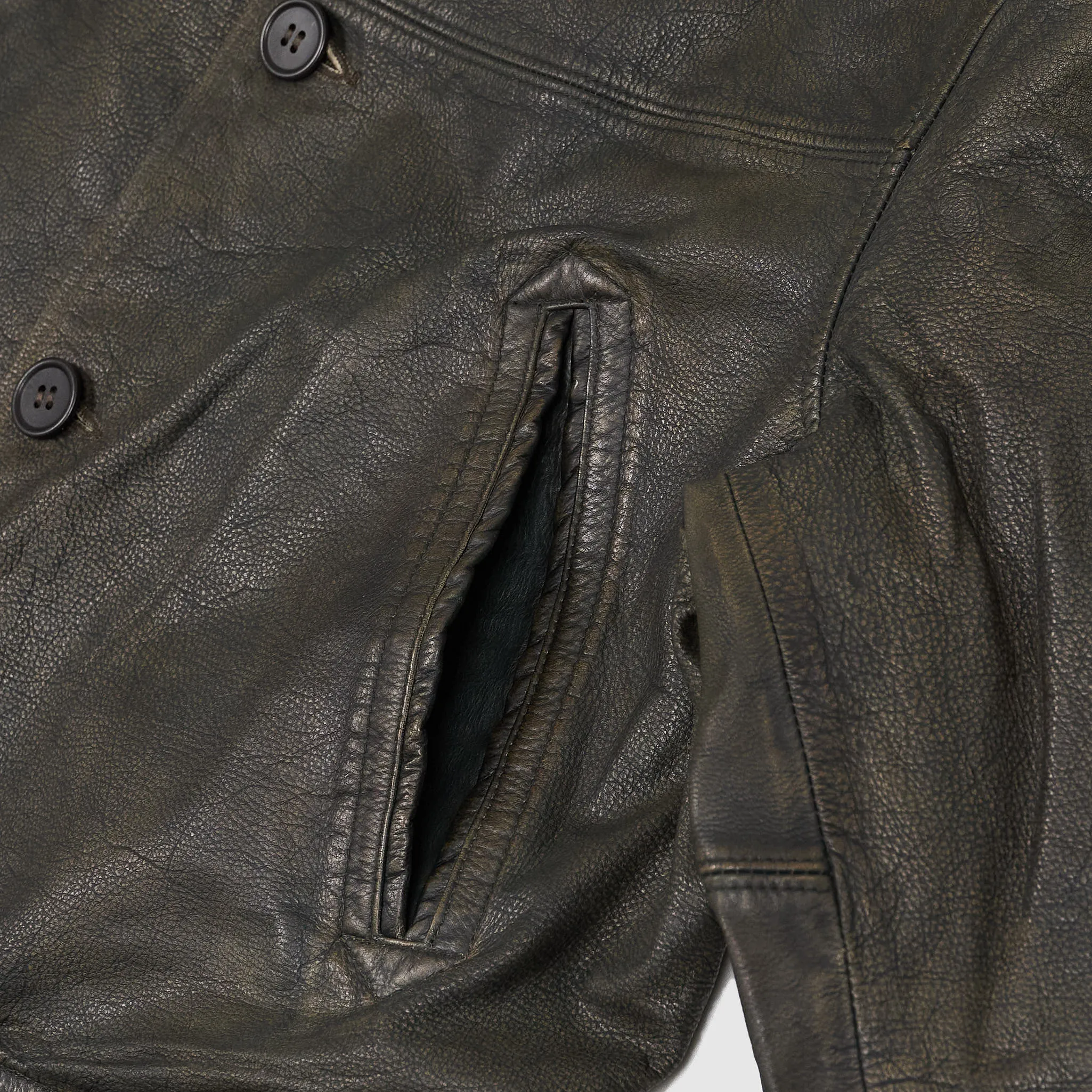 Double RL Indigo Leather Car Coat sold by DeeCee style product image thumbnail 5