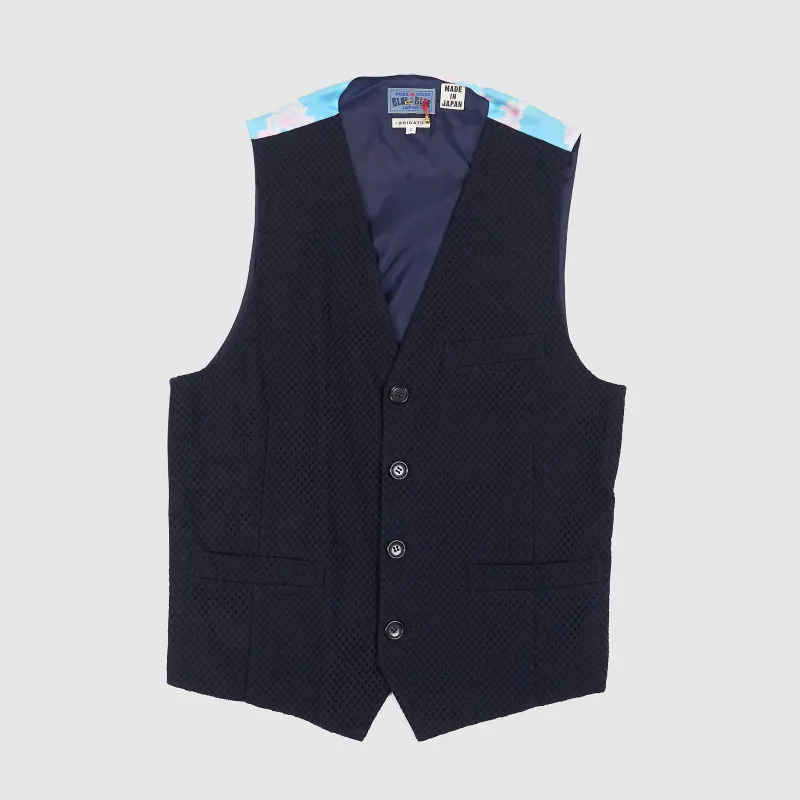 Blue Blue Japan Back Print Woven Vest sold by DeeCee style