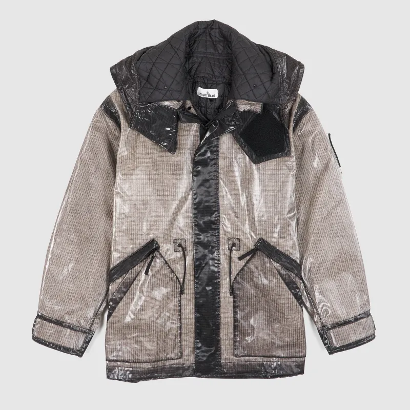 Stone Island Uneven Rip Stop Prismatic Short Parka sold by DeeCee style