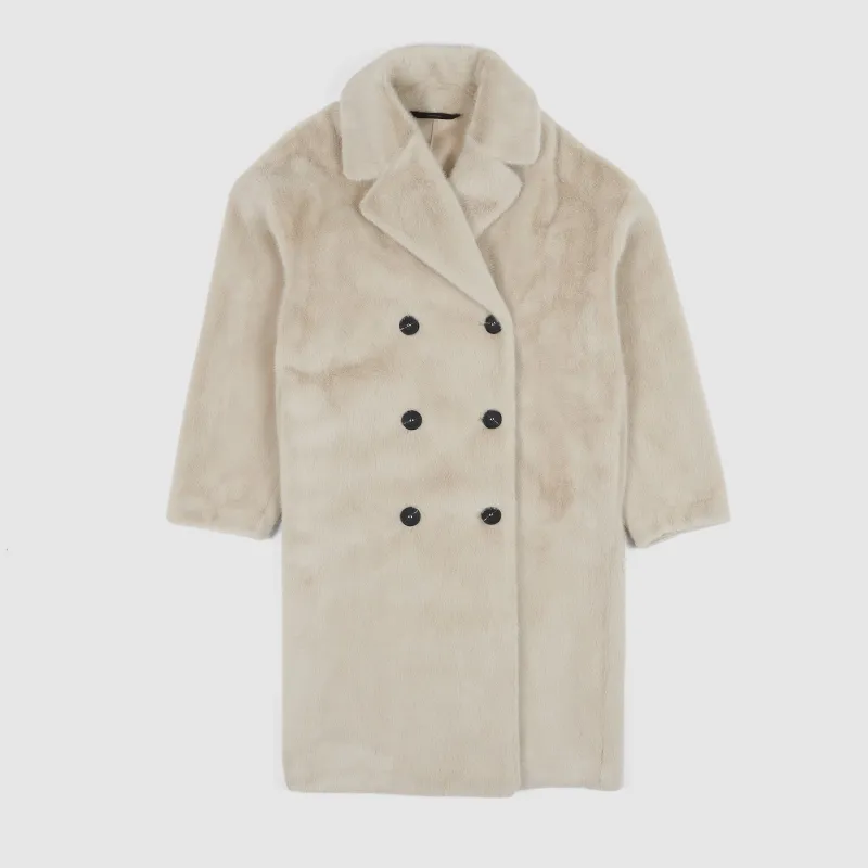 Gimo's Ladies Double Breasted Faux Fur Coat sold by DeeCee style