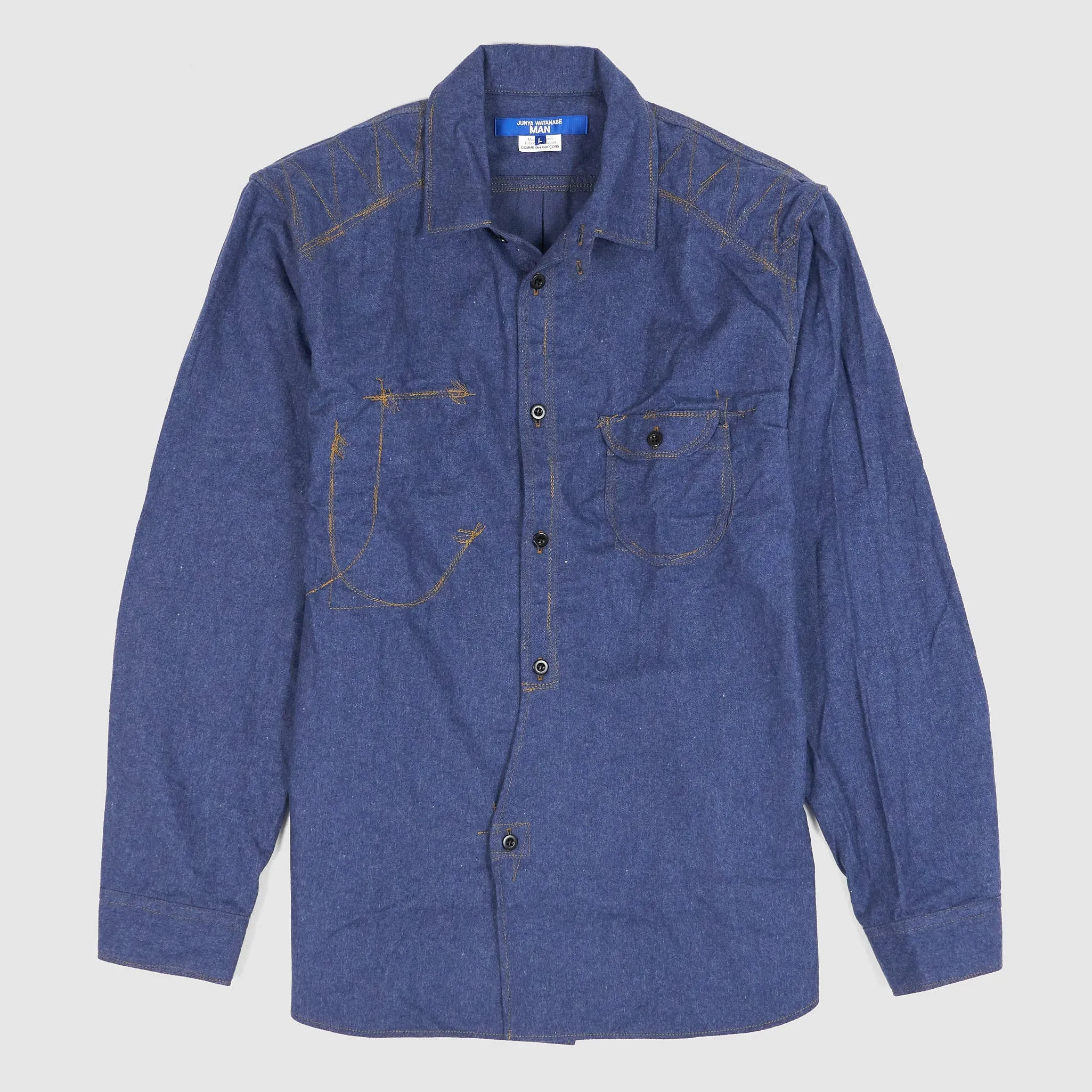 Junya Watanabe MAN Denim Flannel Overshirt sold by DeeCee style