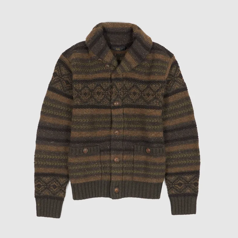 Double RL Knitted Wool-Cotton Shawl Cardigan sold by DeeCee style