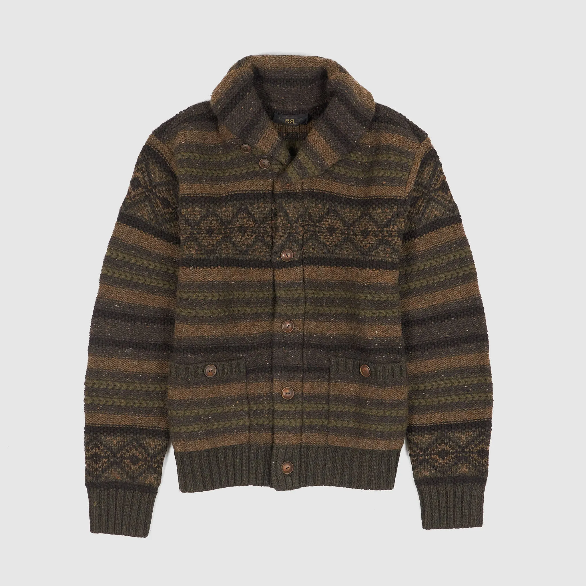 Double RL Knitted Wool-Cotton Shawl Cardigan sold by DeeCee style