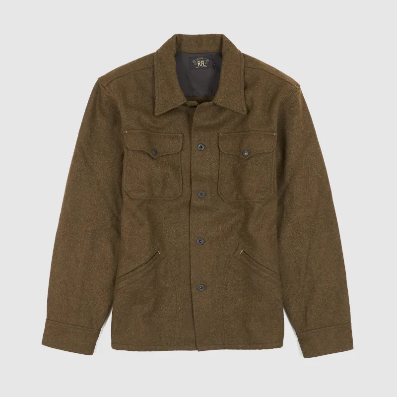 Double RL Brown Bear Wool Blend Overshirt sold by DeeCee style