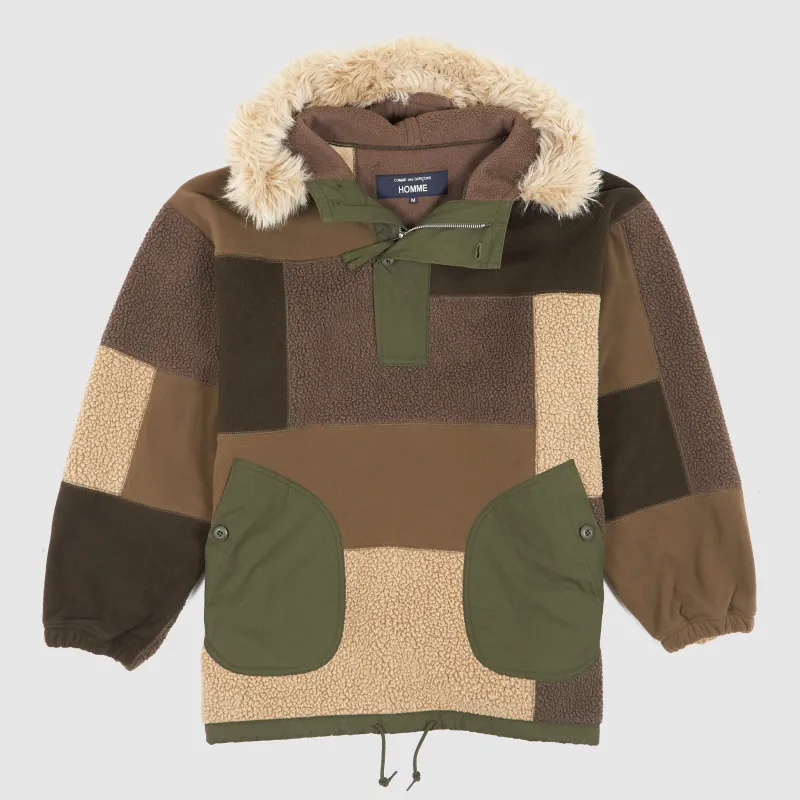 Comme Des Garçons Homme Oversized Patchwork Fleece Smock Jacket sold by DeeCee style