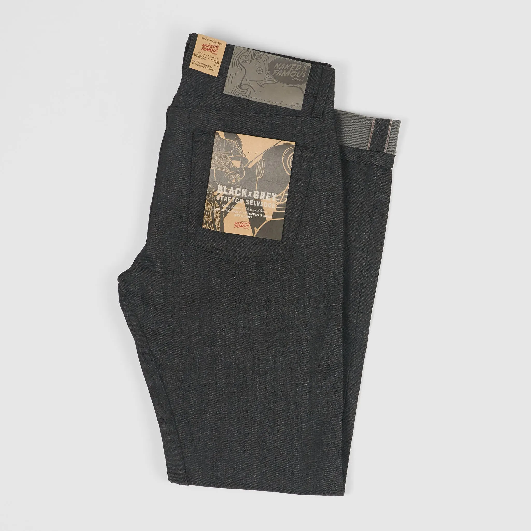 Naked & Famous Stretch Selvage Denim Black x Grey Weird Guy sold by DeeCee style product image thumbnail 2