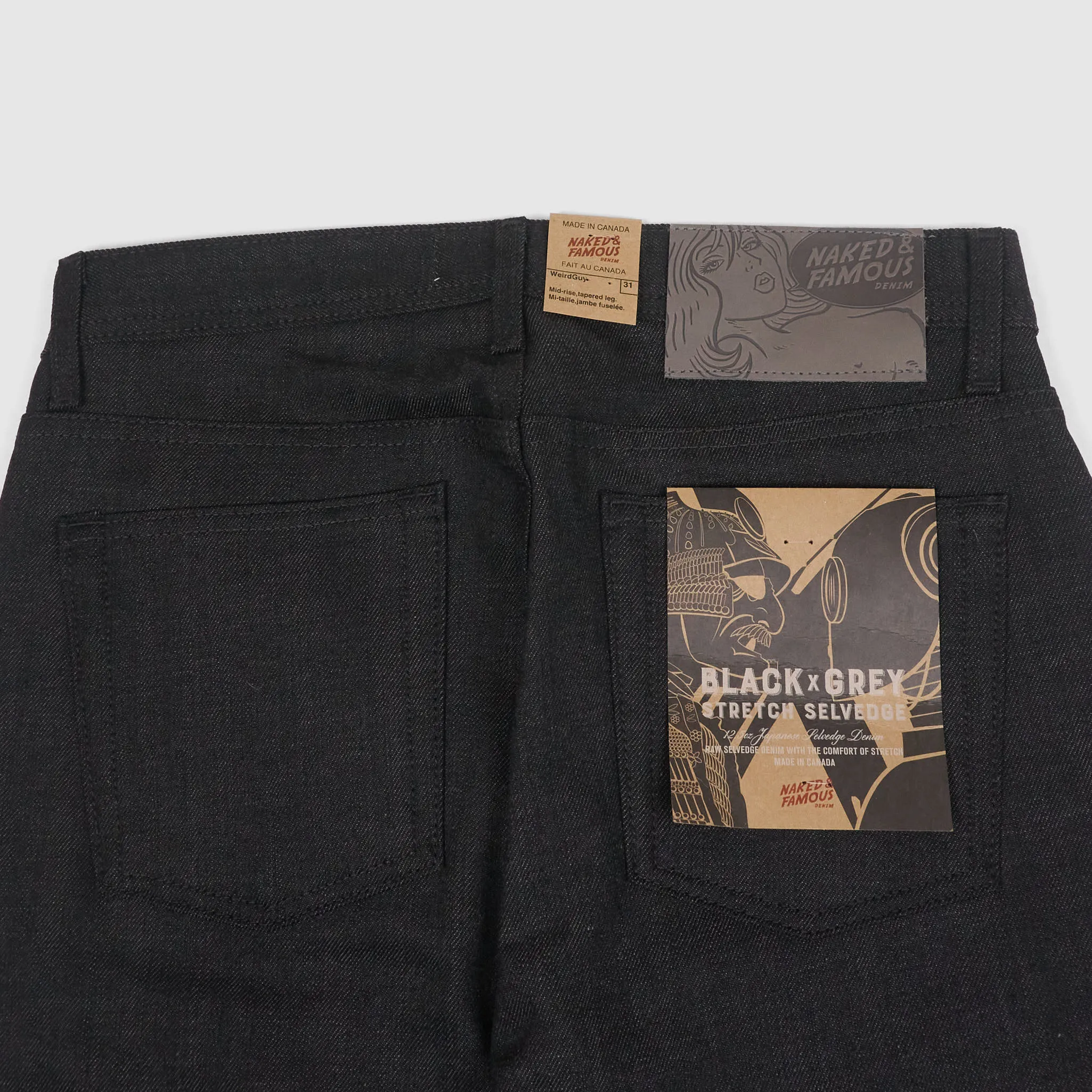 Naked & Famous Stretch Selvage Denim Black x Grey Weird Guy sold by DeeCee style product image thumbnail 5