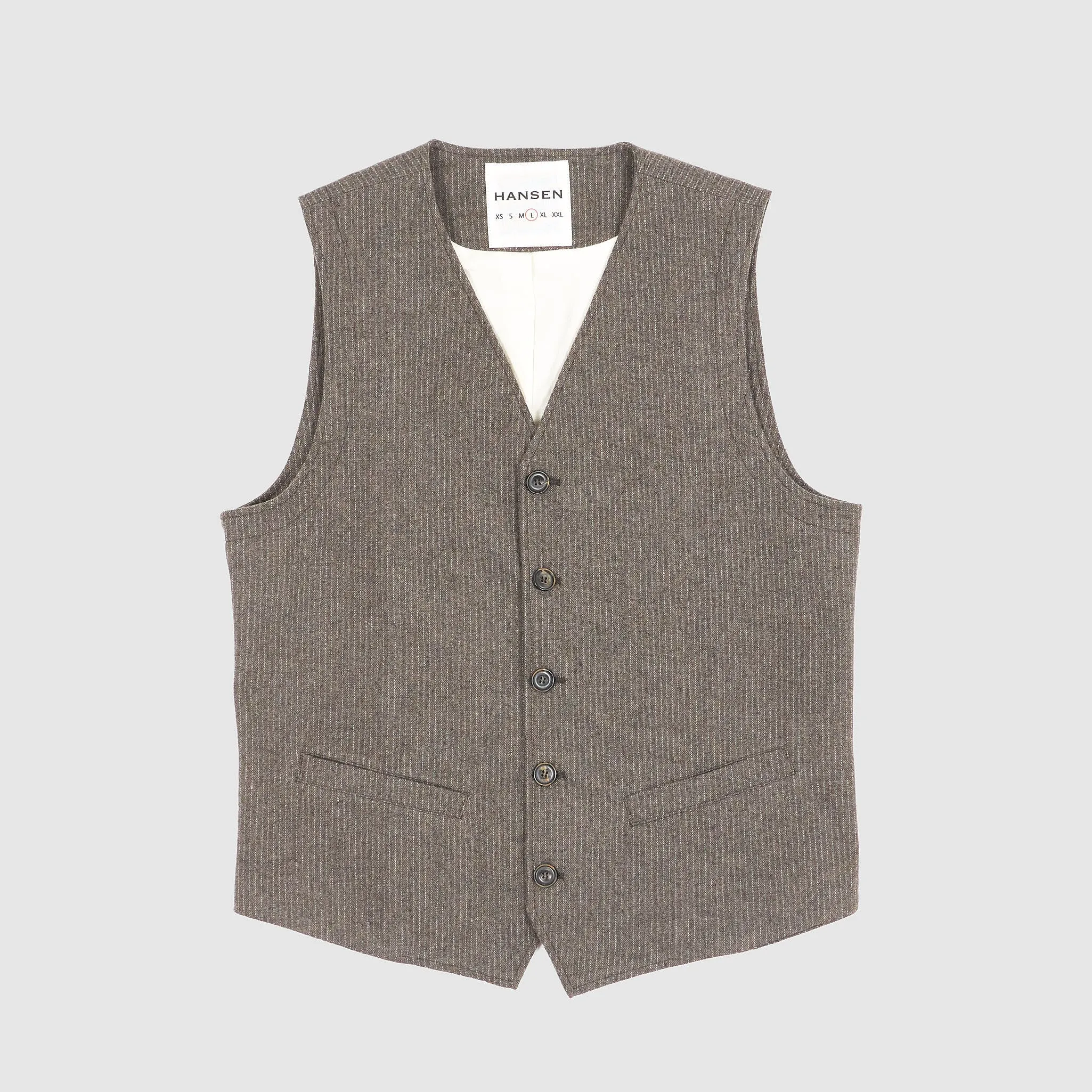 Hansen Pinstripe Wool Waistcoat sold by DeeCee style