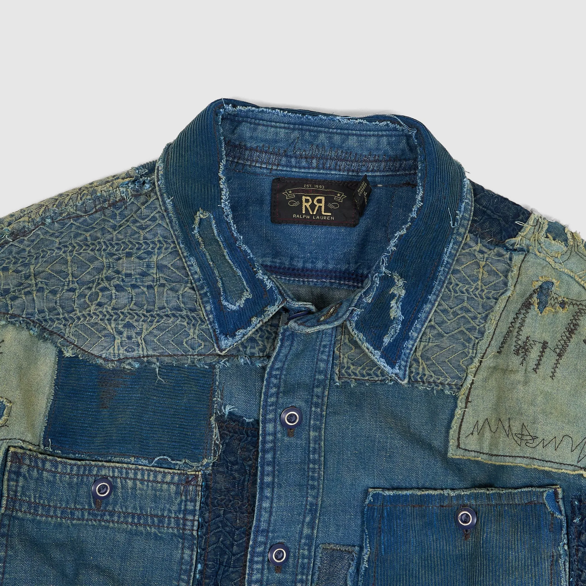 Double RL Patchwork Indigo Denim Overshirt sold by DeeCee style product image thumbnail 2