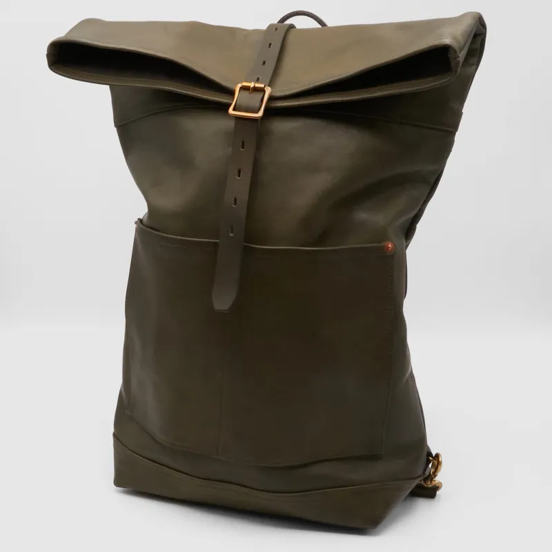 Vasco Leather Rolltop Backpack made by DeeCee style