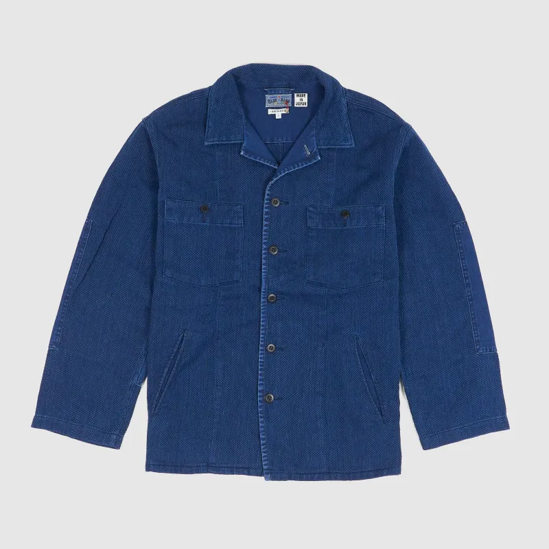 Blue Blue Japan Kasezome Sashiko Fatigue Overshirt Jacket sold by DeeCee style