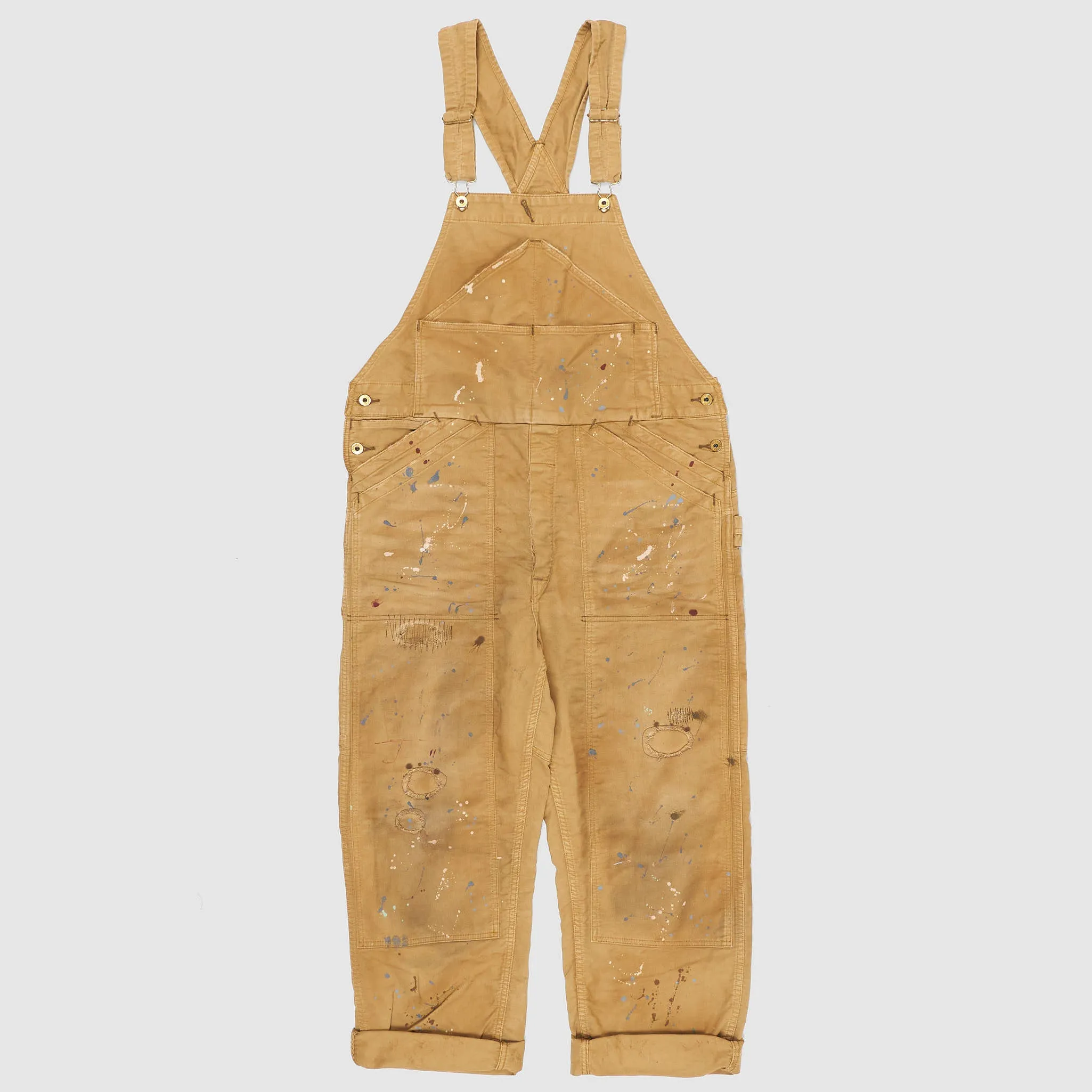Double RL Brown Duck Canvas Bib Overall Paint-Splattered sold by DeeCee style