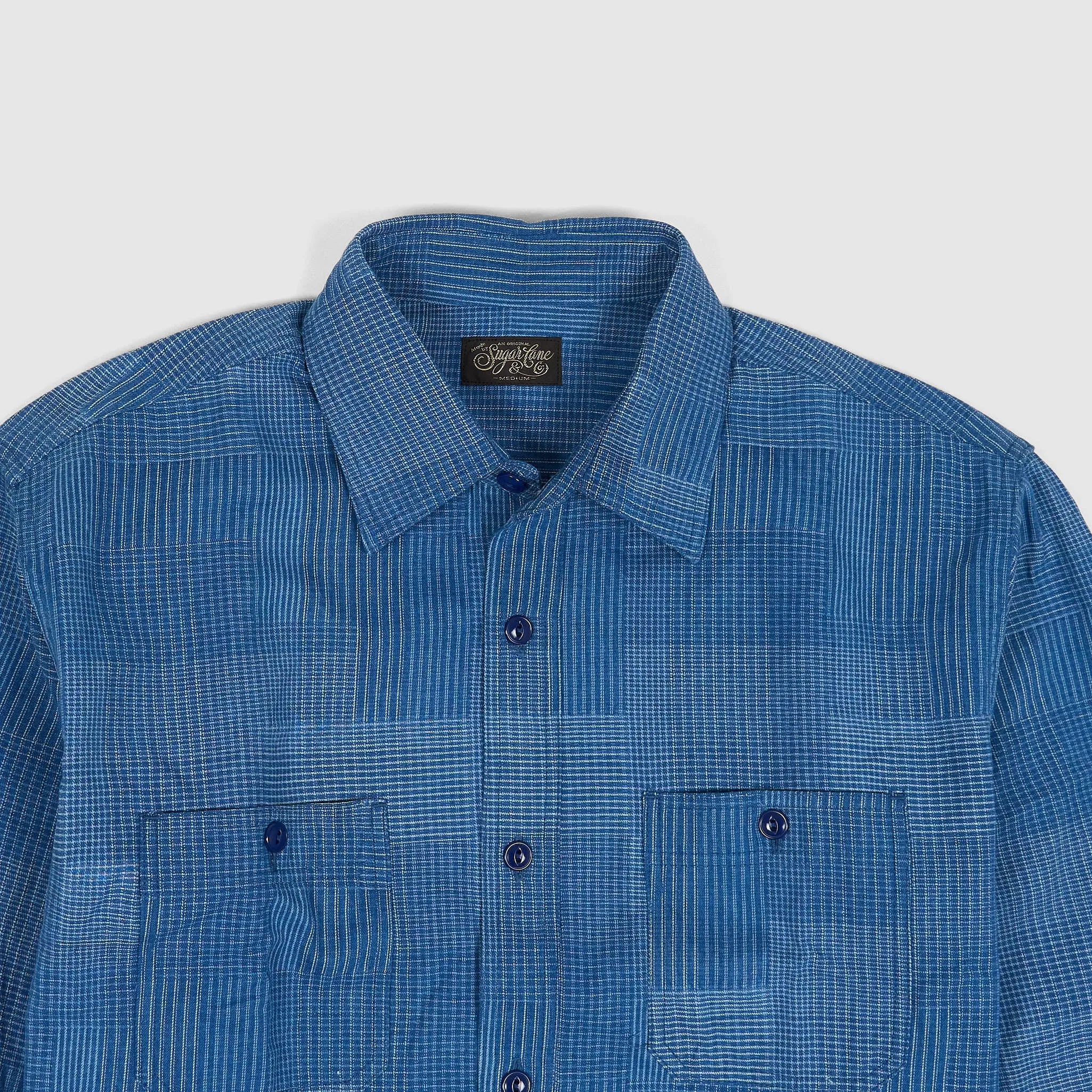 Sugar Cane Jacquard Woven Patchwork Plaid Work Shirt sold by DeeCee style product image thumbnail 2