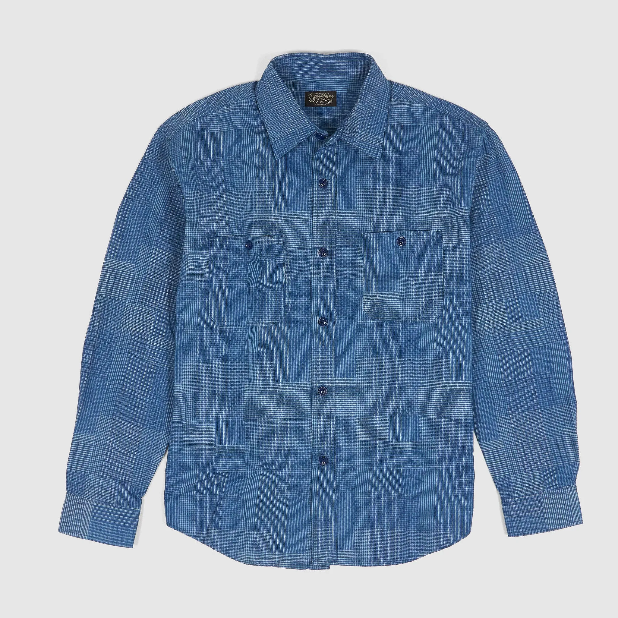 Sugar Cane Jacquard Woven Patchwork Plaid Work Shirt sold by DeeCee style