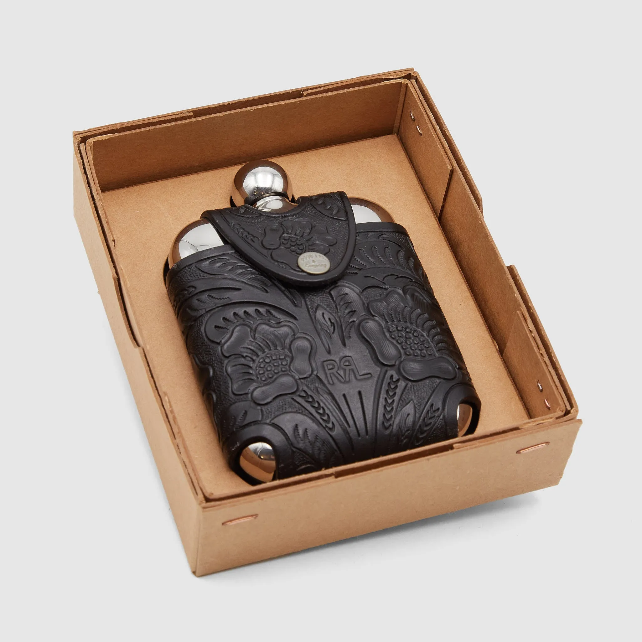 Double RL Hand Tooled Leather Flask sold by DeeCee style product image thumbnail 2