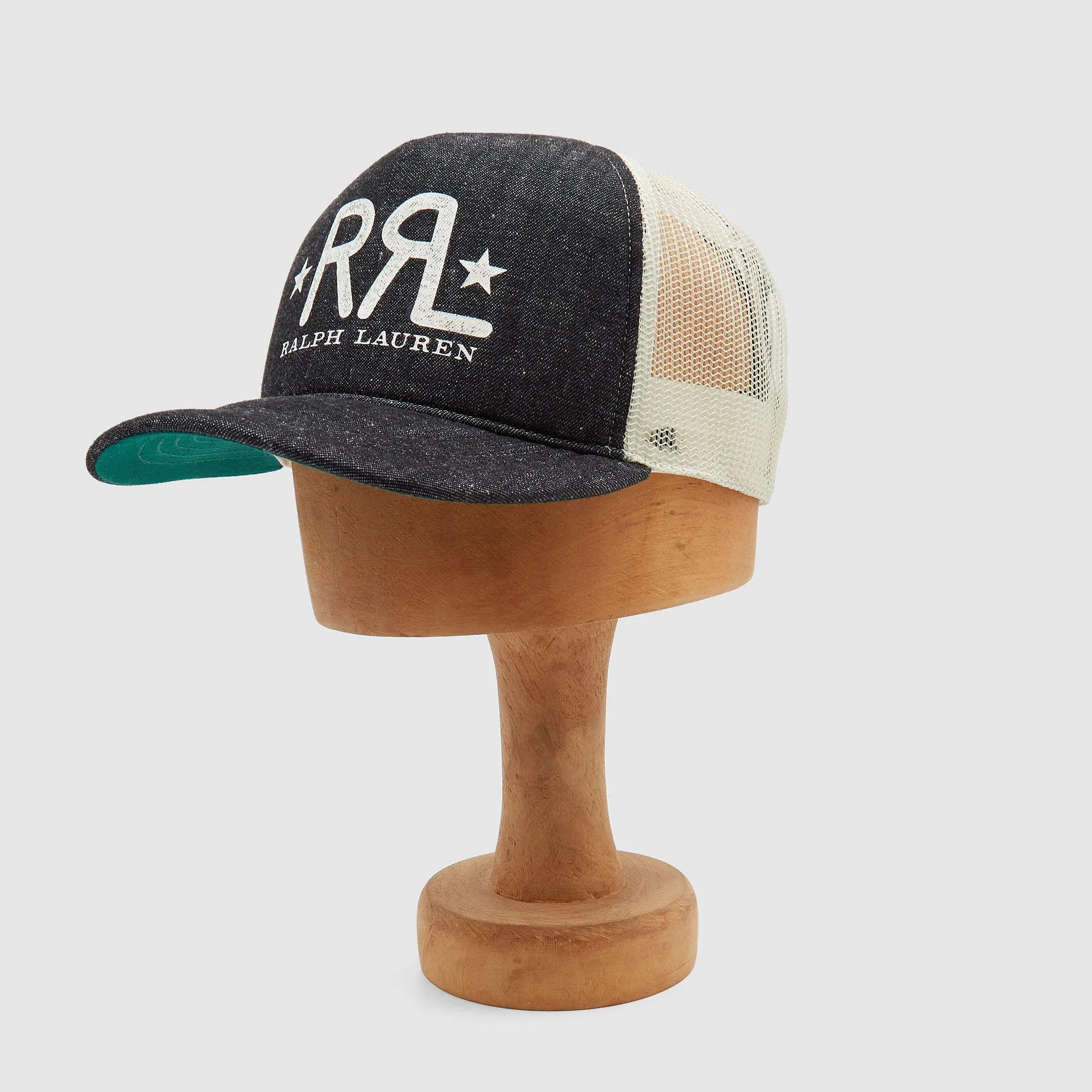 Double RL Foam Mesh Denim Trucker Cap sold by DeeCee style