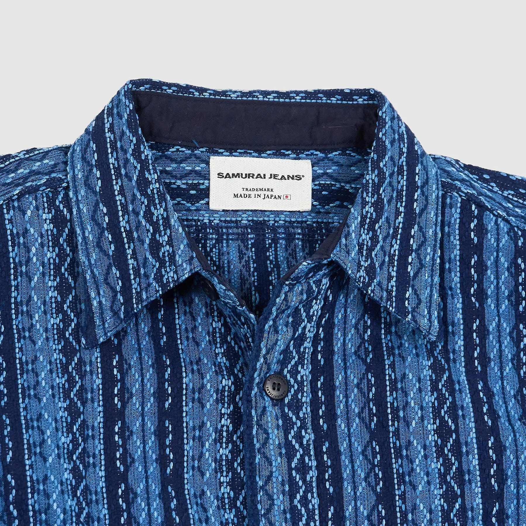 Samurai Jeans Jacquard Striped Natural Indigo Long Sleeve Shirt sold by DeeCee style product image thumbnail 2