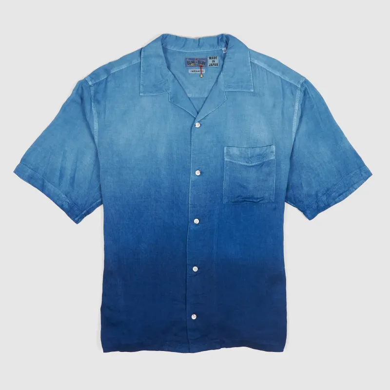 Blue Blue Japan Short Sleeve Hand Dyed Gradient Indigo Shirt sold by DeeCee style