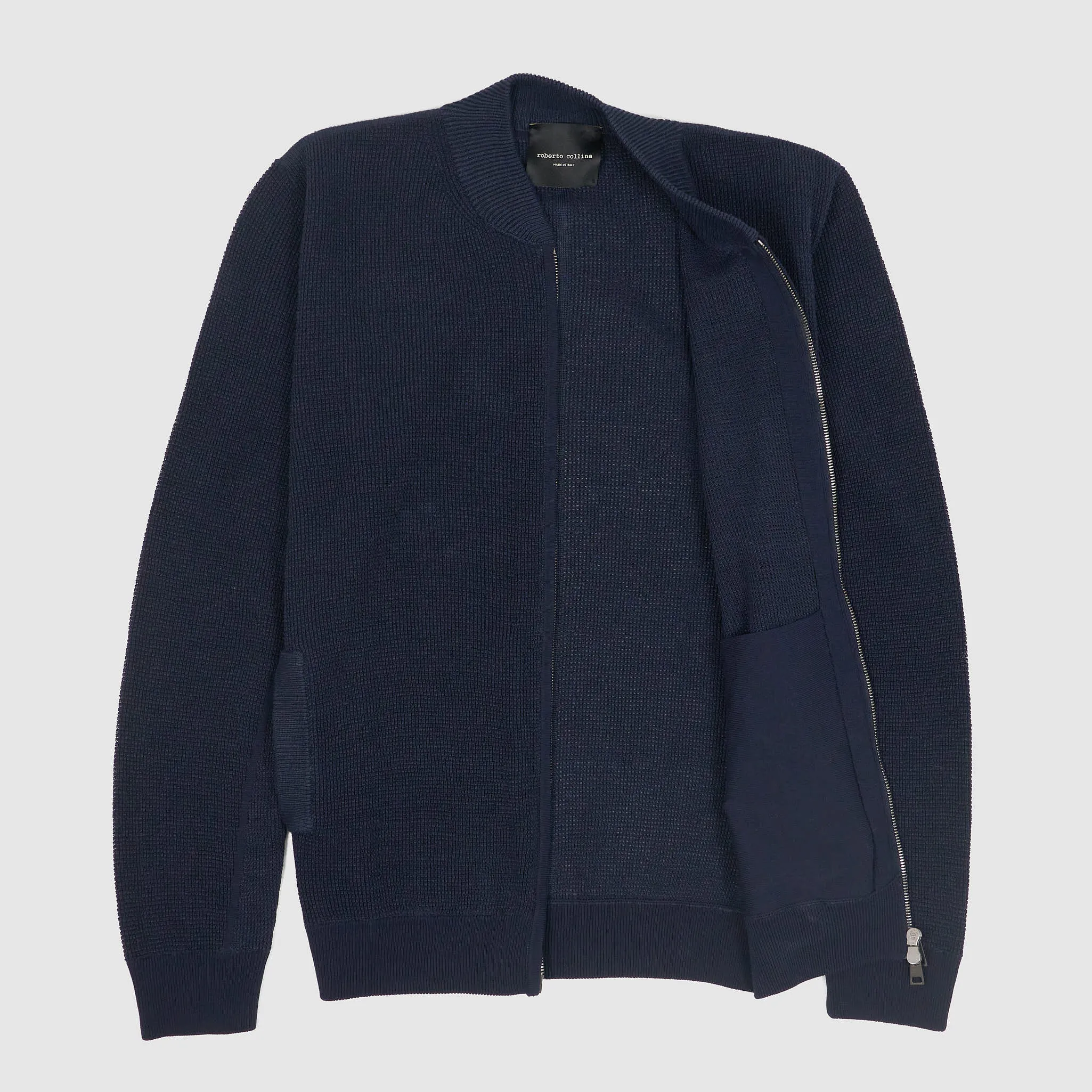 Roberto Collina Lightweight Cotton/ Linen Knit Zipped Pique Cardigan sold by DeeCee style product image thumbnail 2