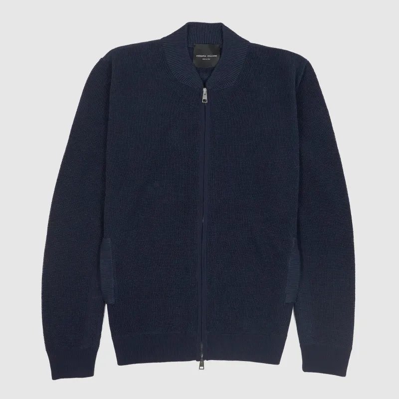 Roberto Collina Lightweight Cotton/ Linen Knit Zipped Pique Cardigan made by Roberto Collina