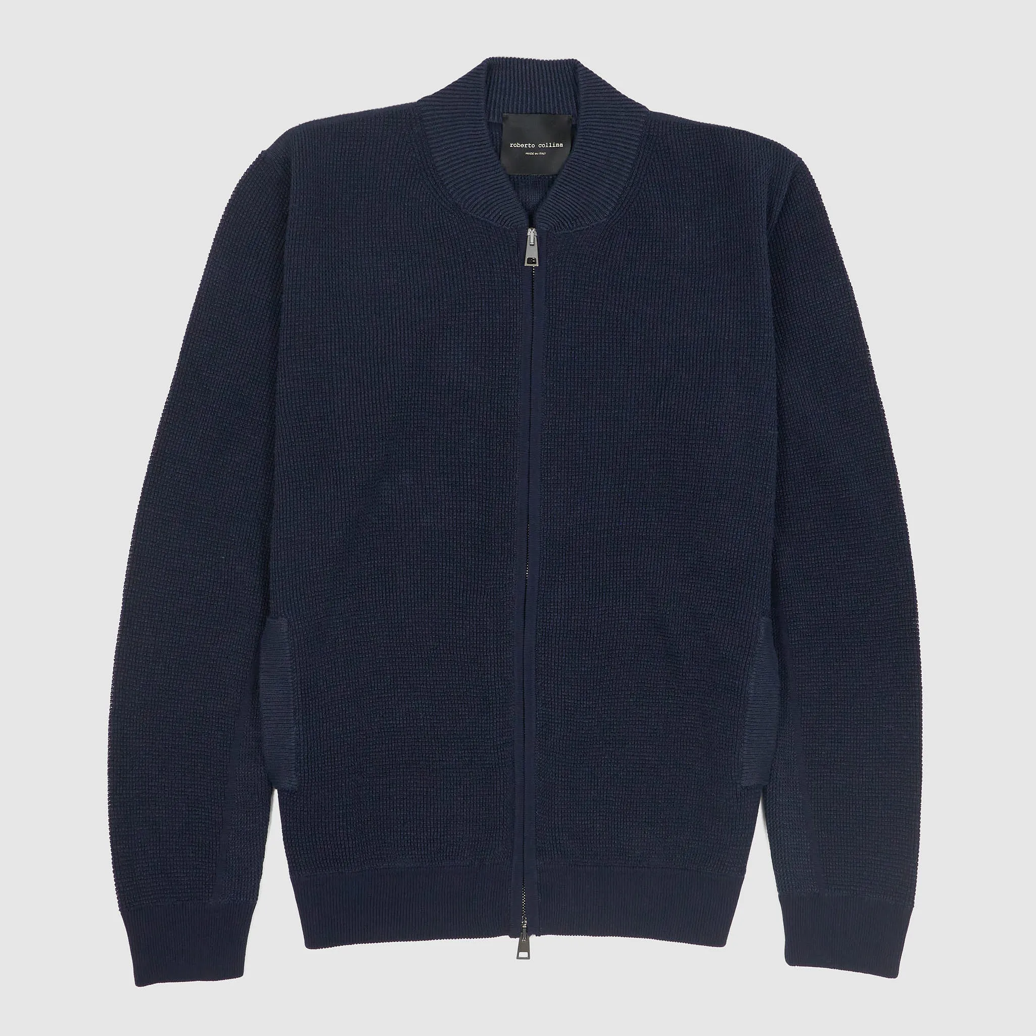 Roberto Collina Lightweight Cotton/ Linen Knit Zipped Pique Cardigan sold by DeeCee style