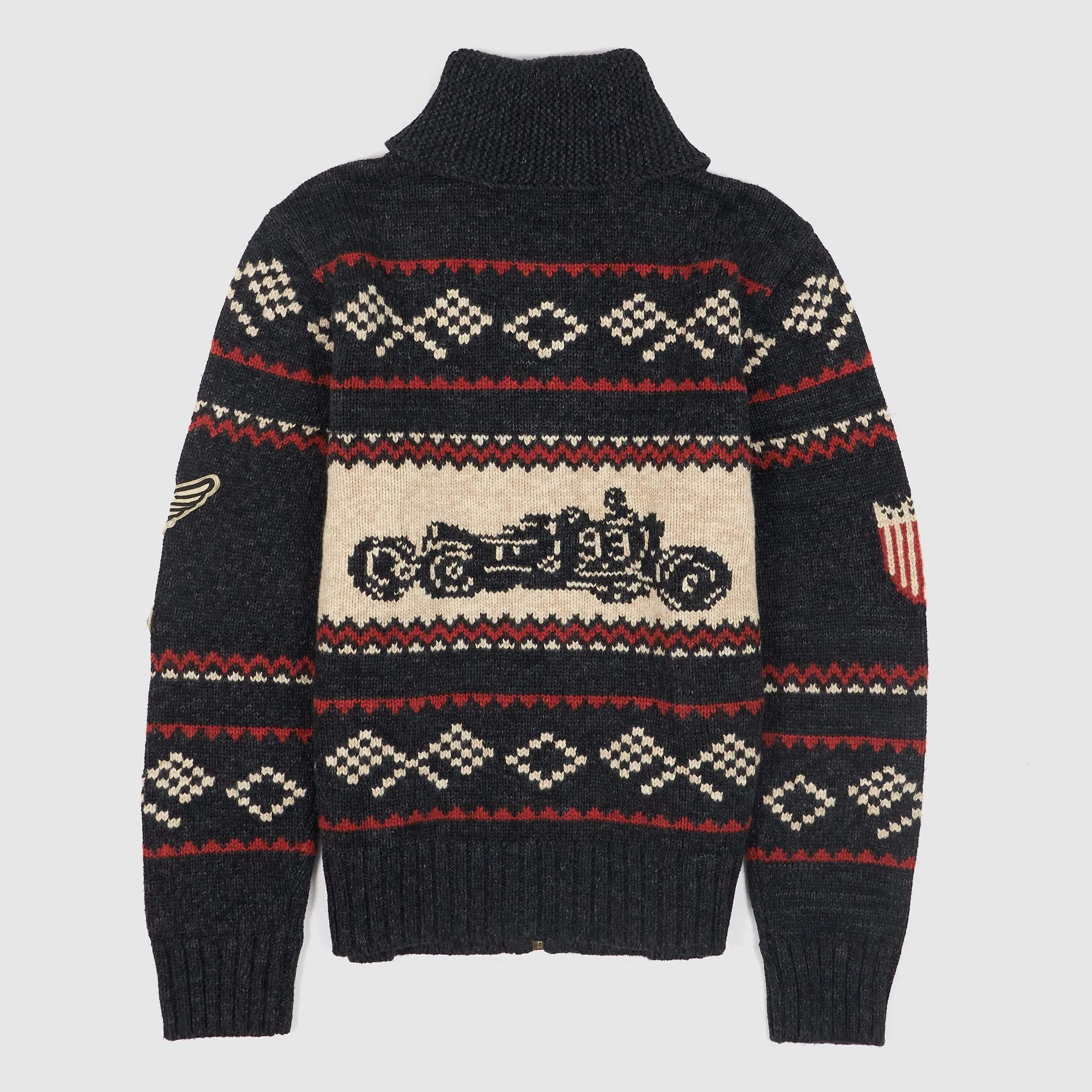 Double RL Knitted Motor Shawl Cardigan With Zip sold by DeeCee style product image thumbnail 3