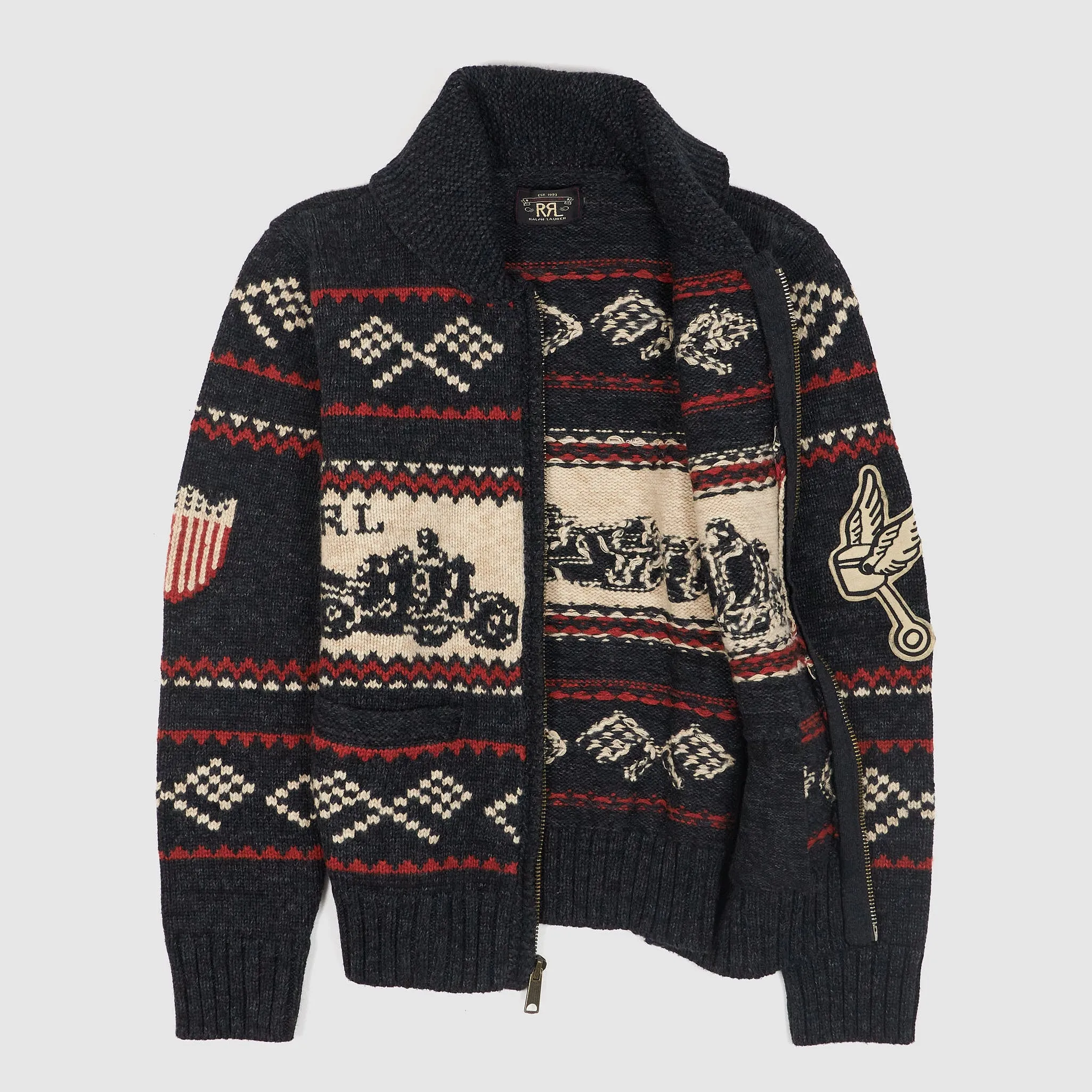 Double RL Knitted Motor Shawl Cardigan With Zip sold by DeeCee style product image thumbnail 2