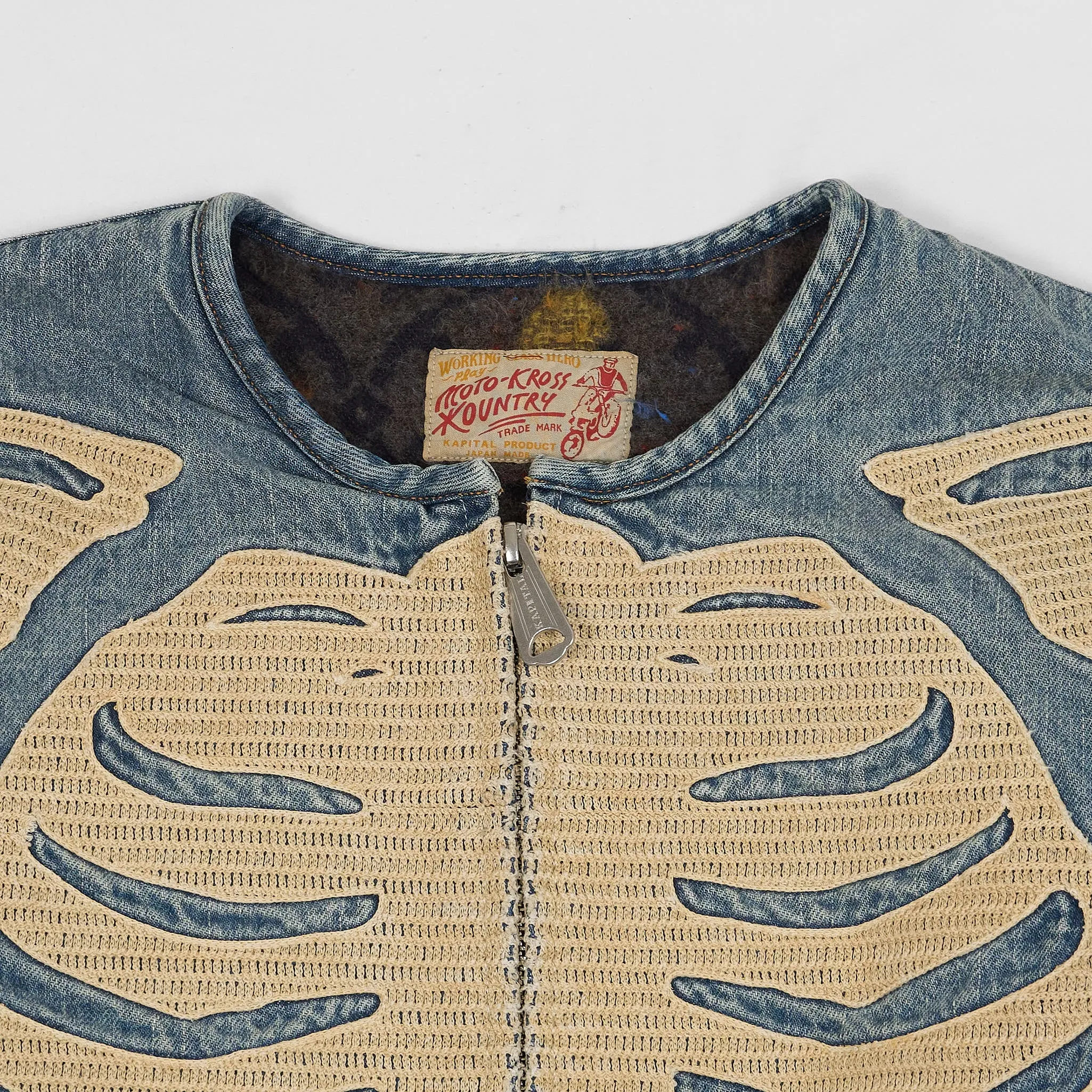 Kapital Kountry Embroidered Bone Denim Motocross Jacket sold by DeeCee style product image thumbnail 4