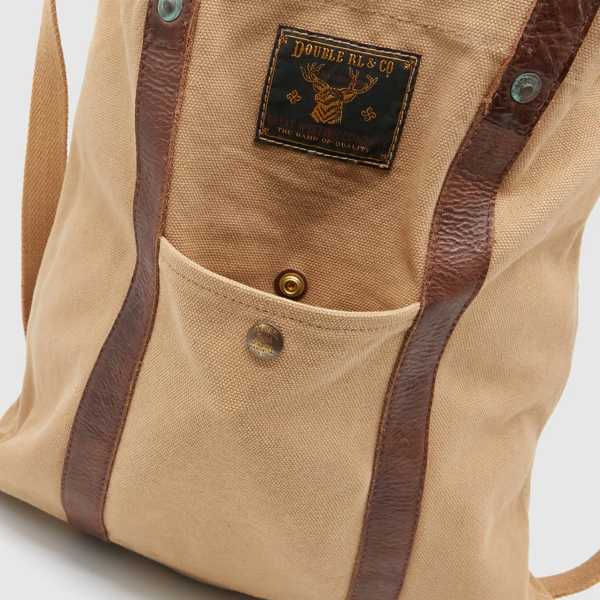 Double RL Leather-Trim Canvas Tote Bag sold by DeeCee style product image thumbnail 4